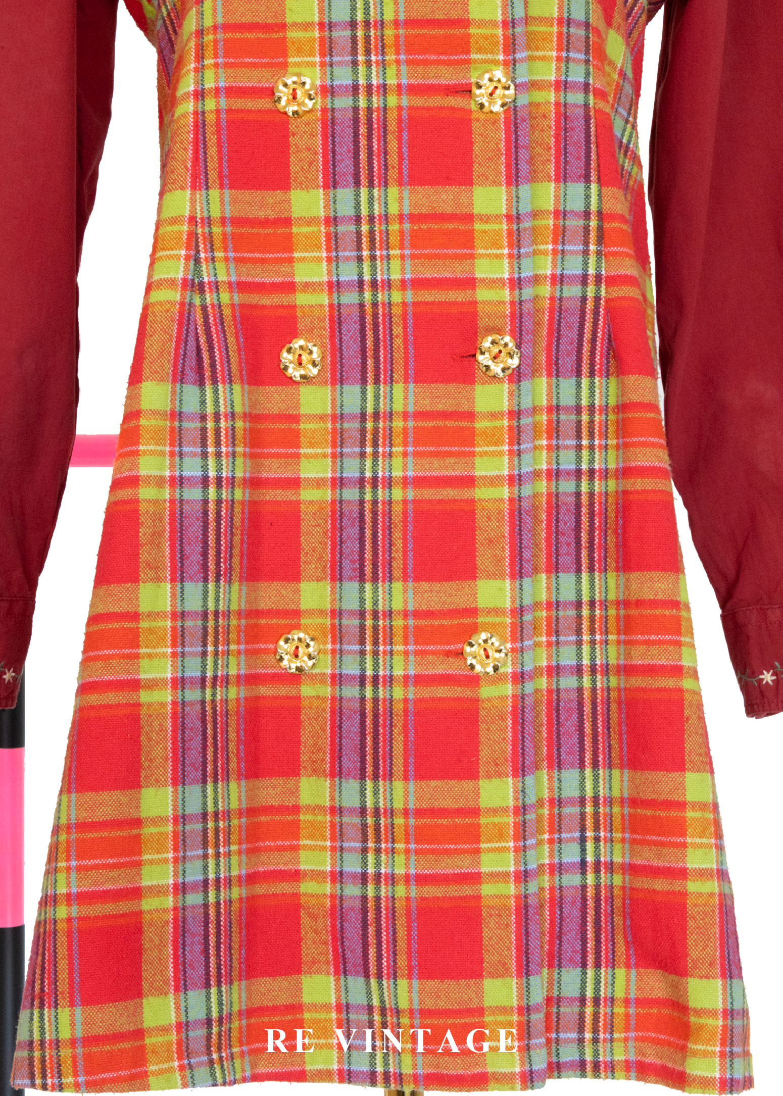 秋冬質感單品 - 甜美紅格紋迷你洋裝4