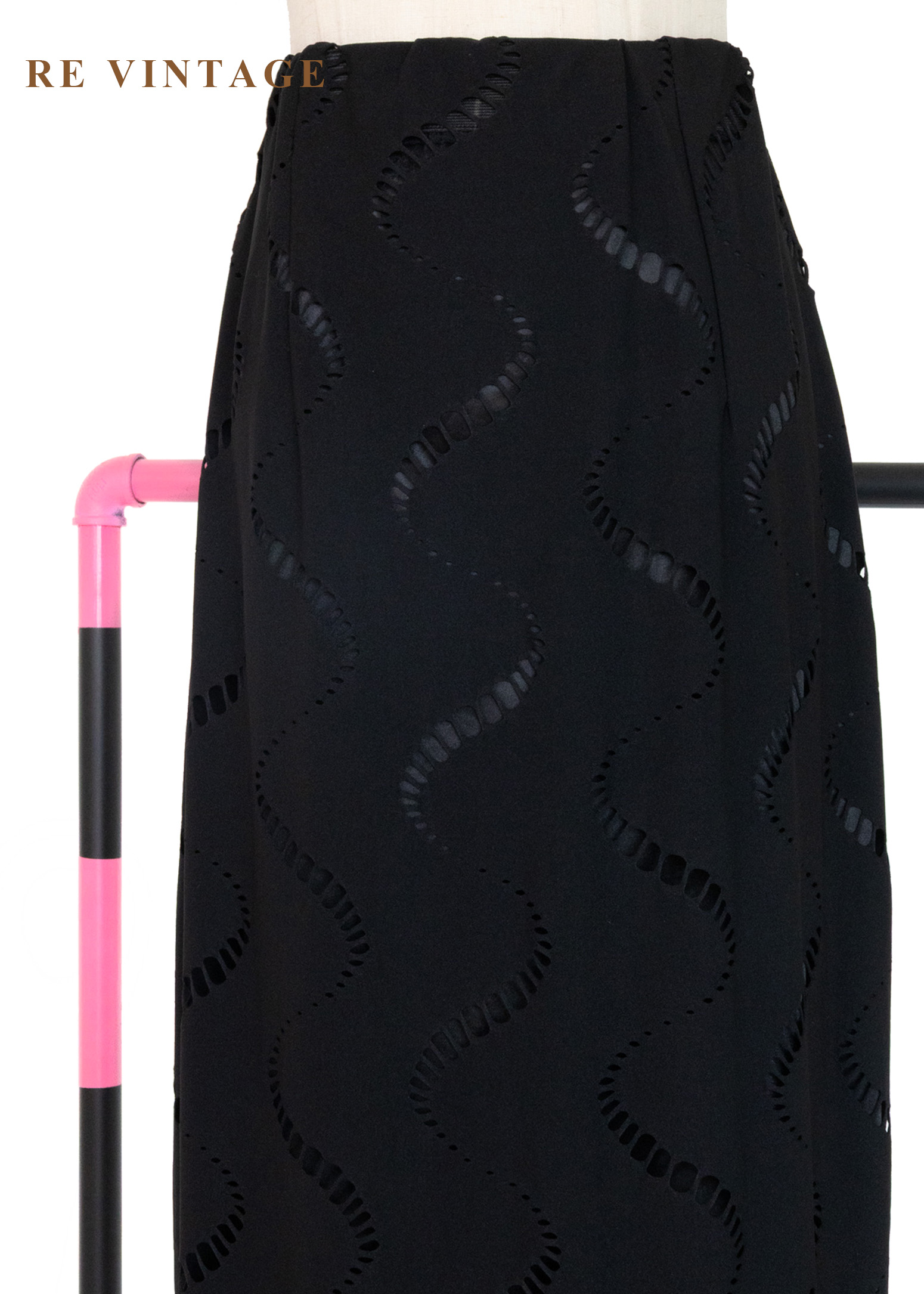 波浪透視極簡黑長裙(23-26")3