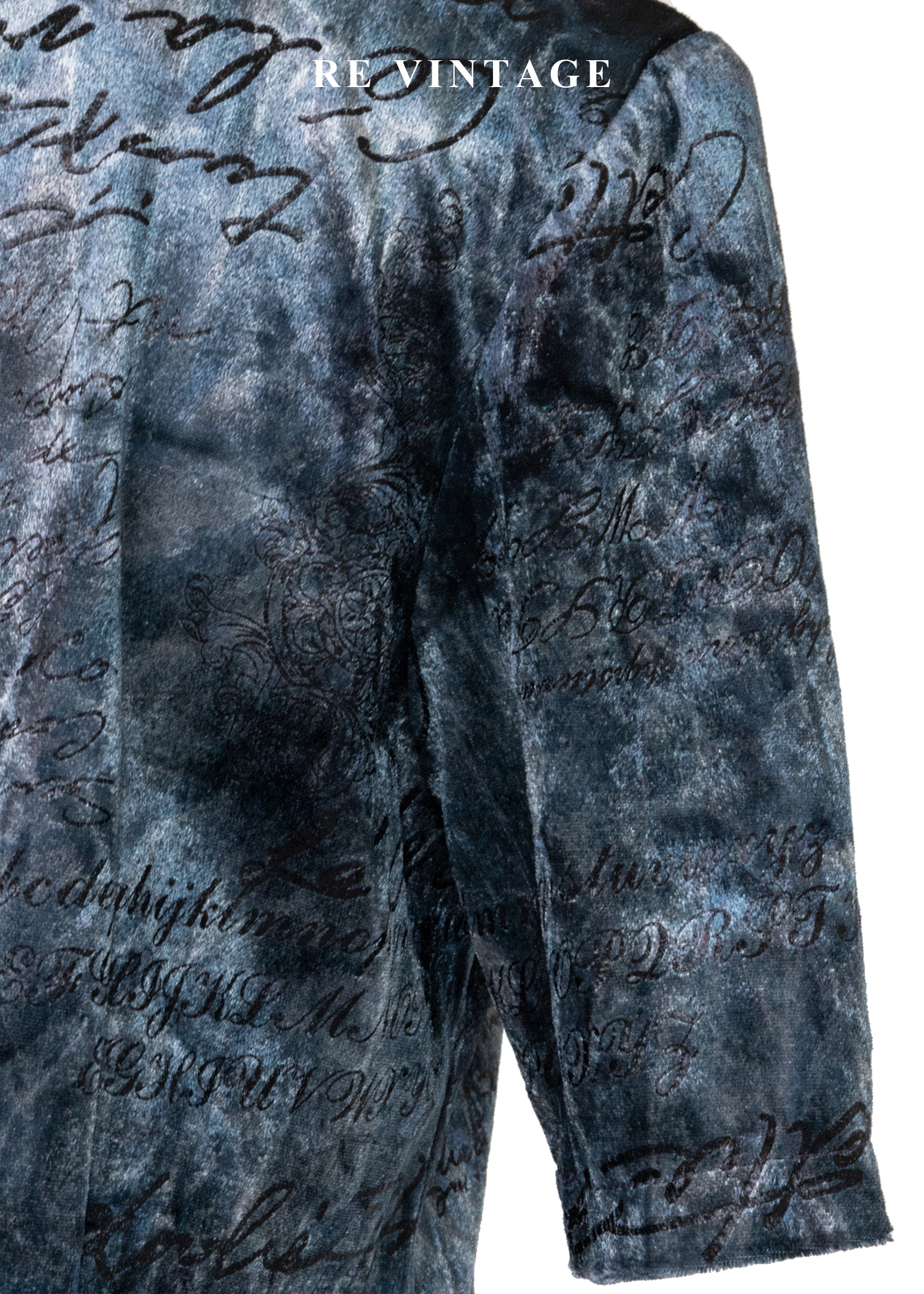 冷光藍灰調舊信紙絨布上衣9