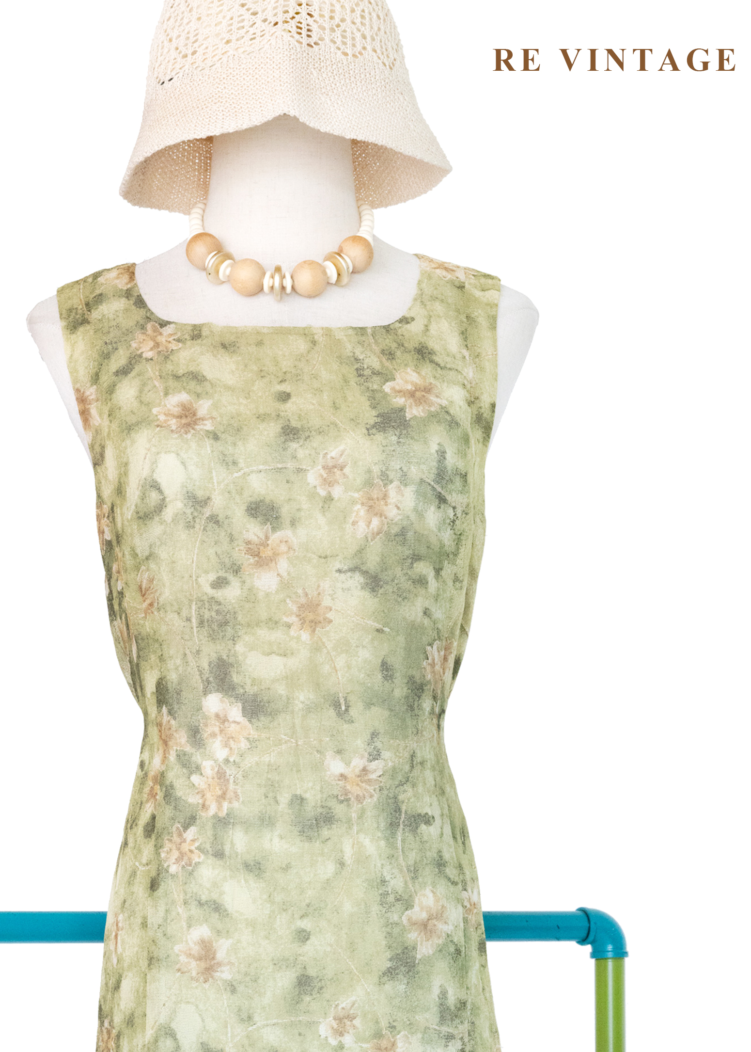 翠谷幽蘭渲染綠碎花長洋裝3