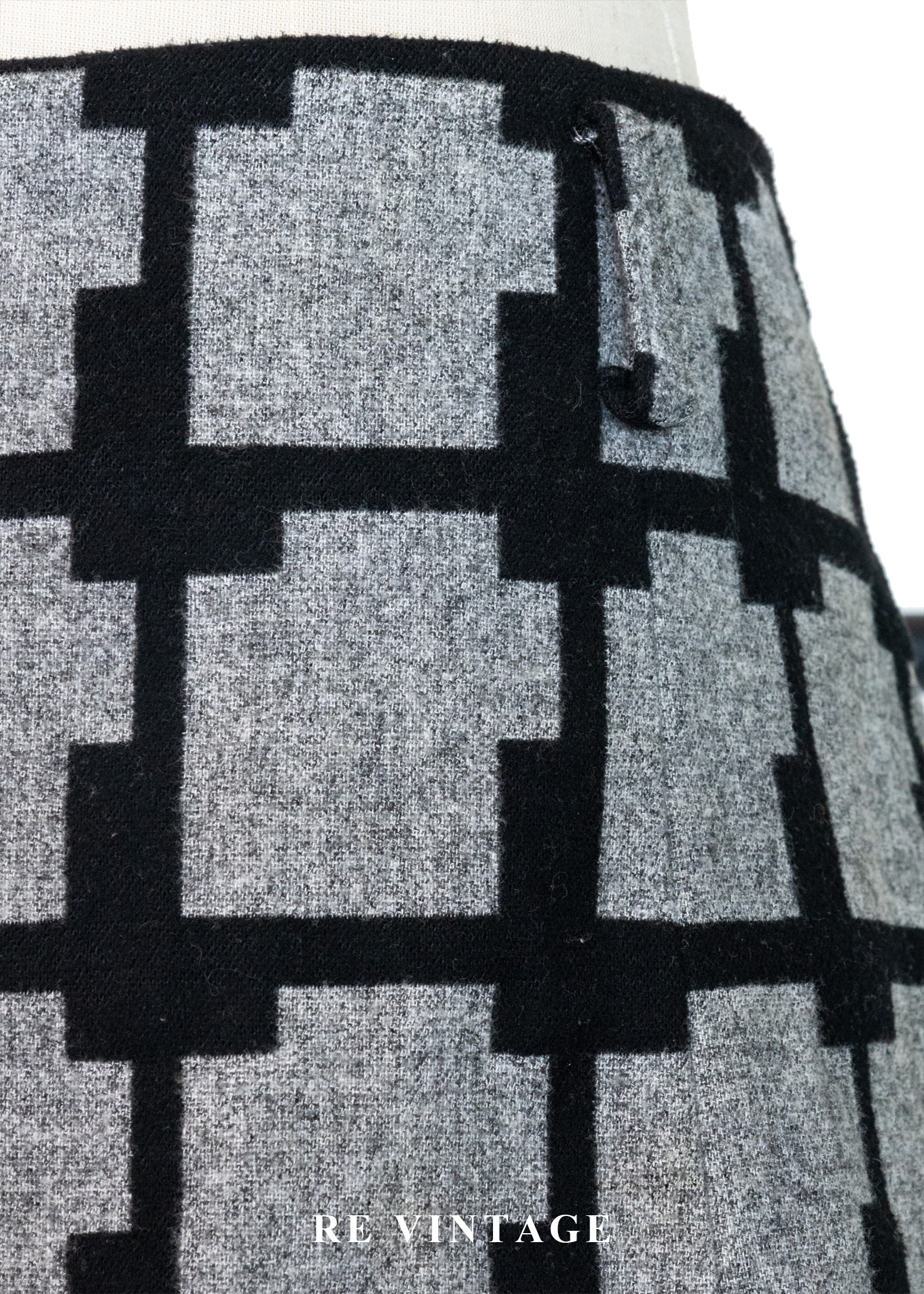 錯視階梯格紋毛呢短裙(28")10