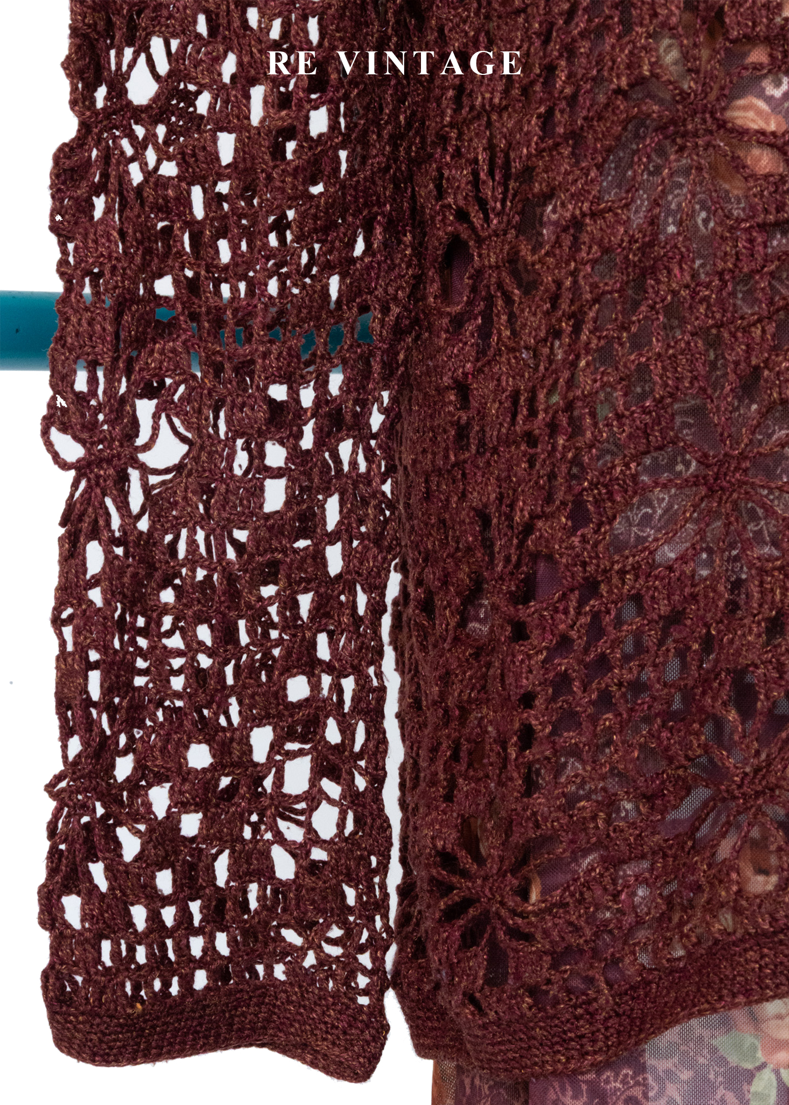 酒紅鉤花暖光透膚罩衫外套6