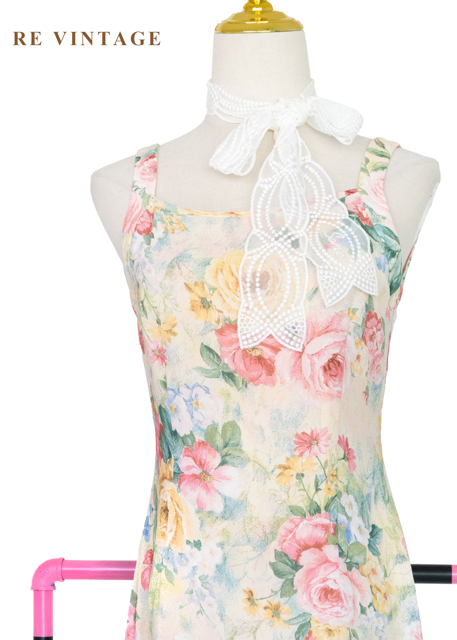 淡彩油畫大花卉洋裝3