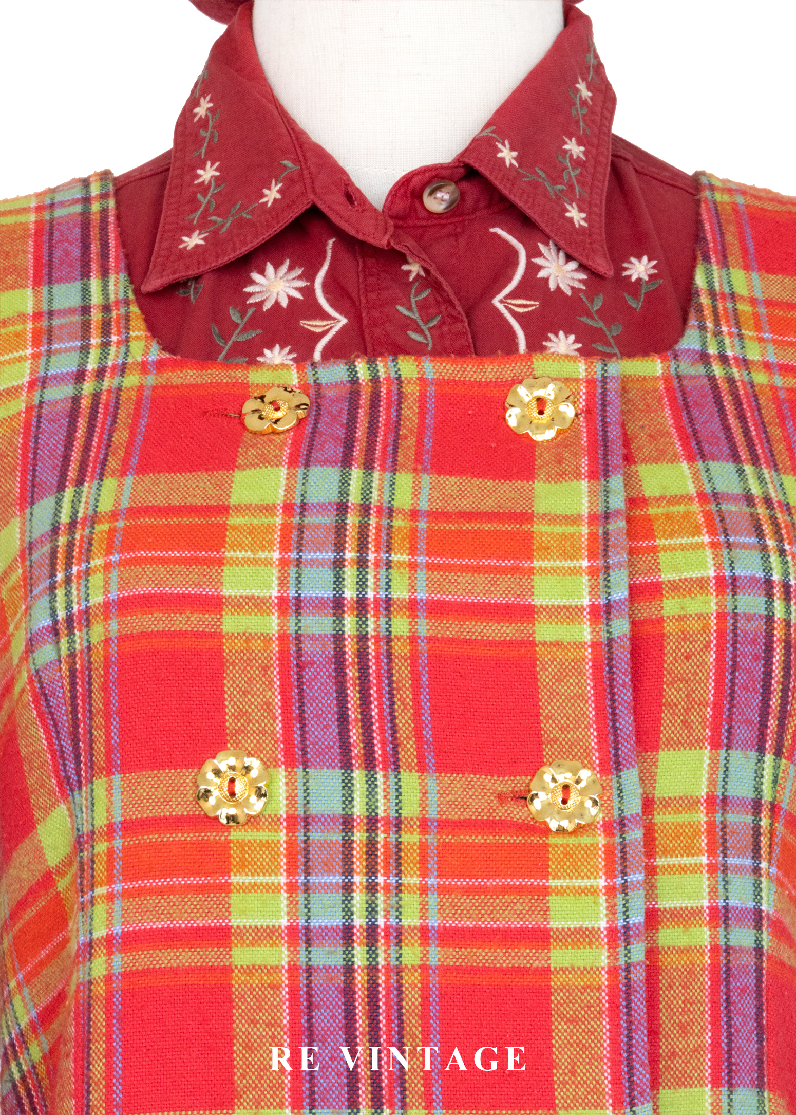 秋冬質感單品 - 甜美紅格紋迷你洋裝8