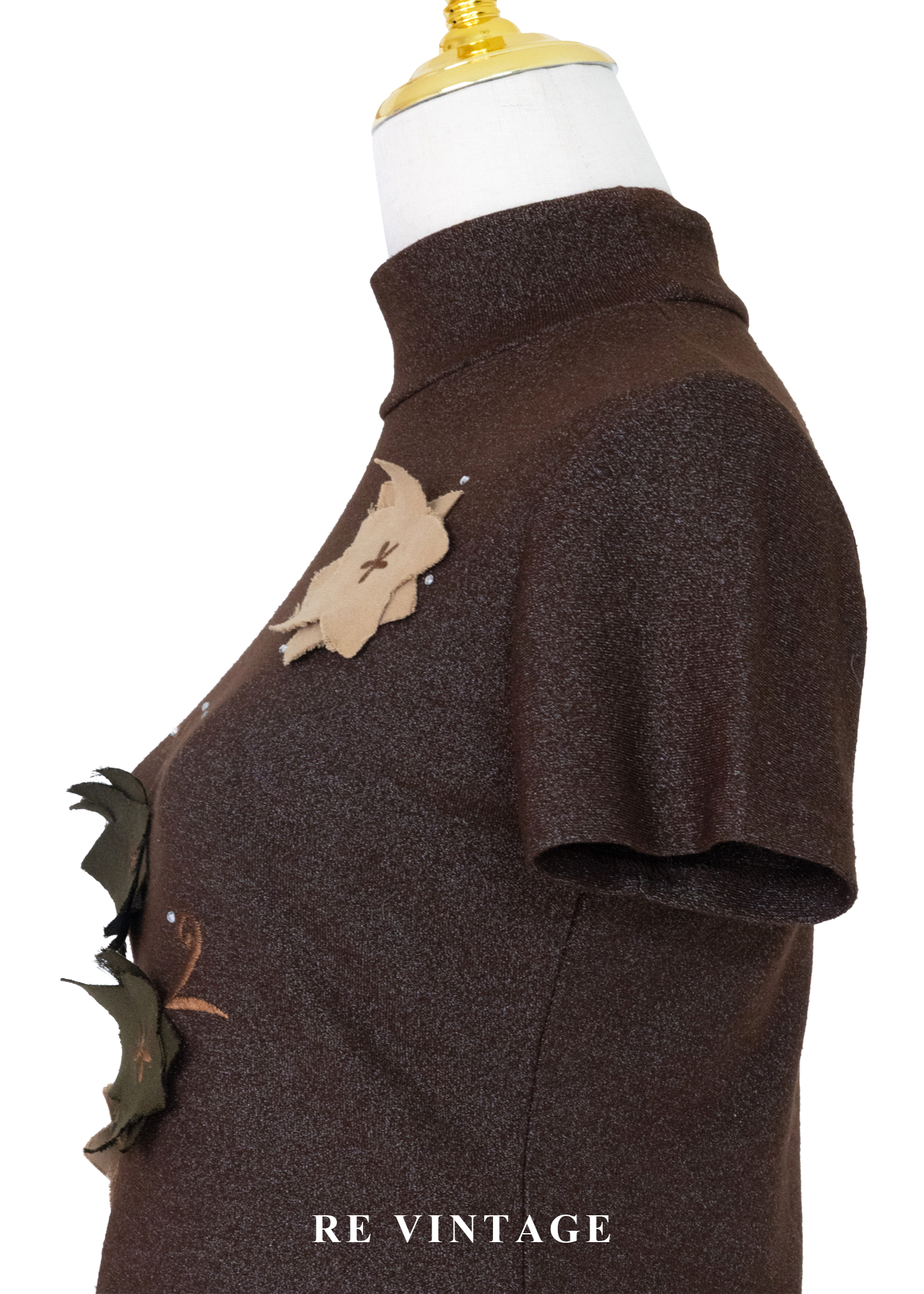 暖棕花帖短袖上衣7