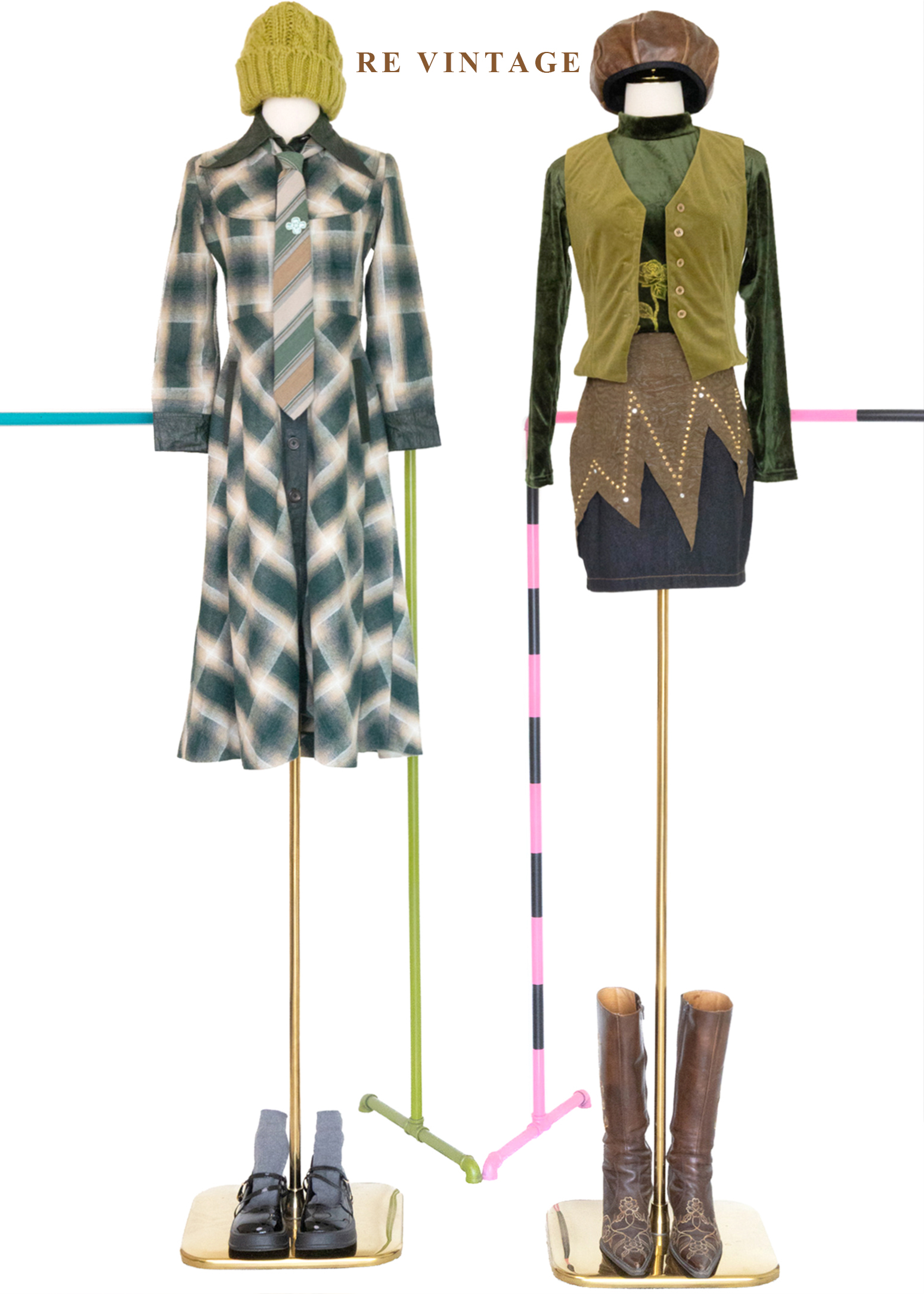 Echo in the Pines 霧裡森林格紋長洋裝2