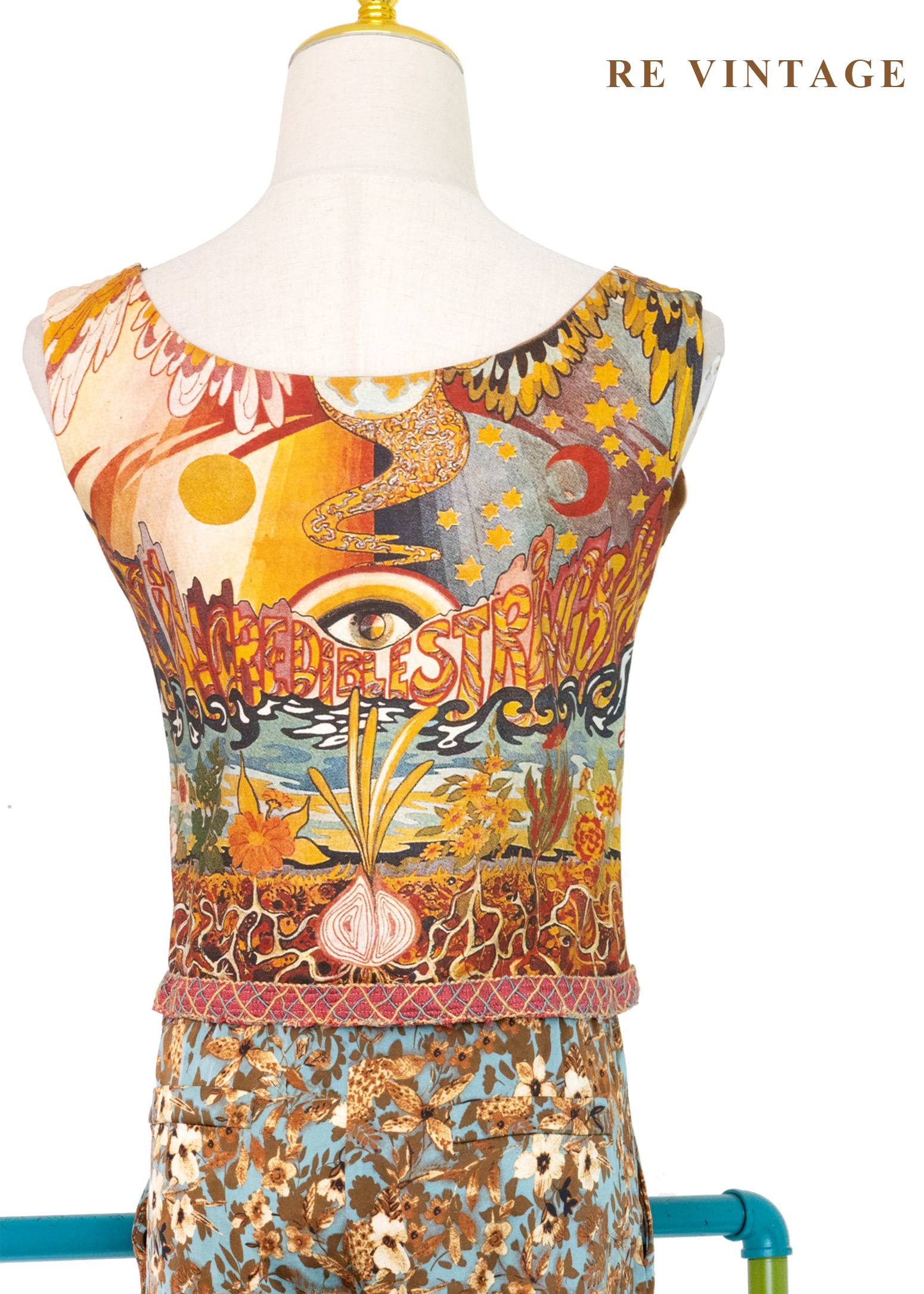 神秘凝視迷幻畫布短版背心8