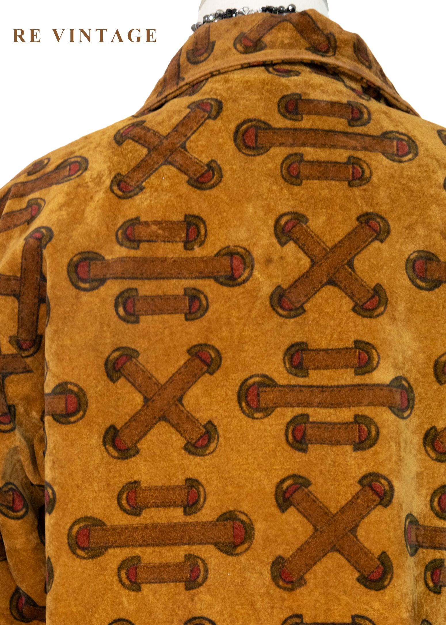 焦糖色穿繩記號麂皮長毛內裏外套14