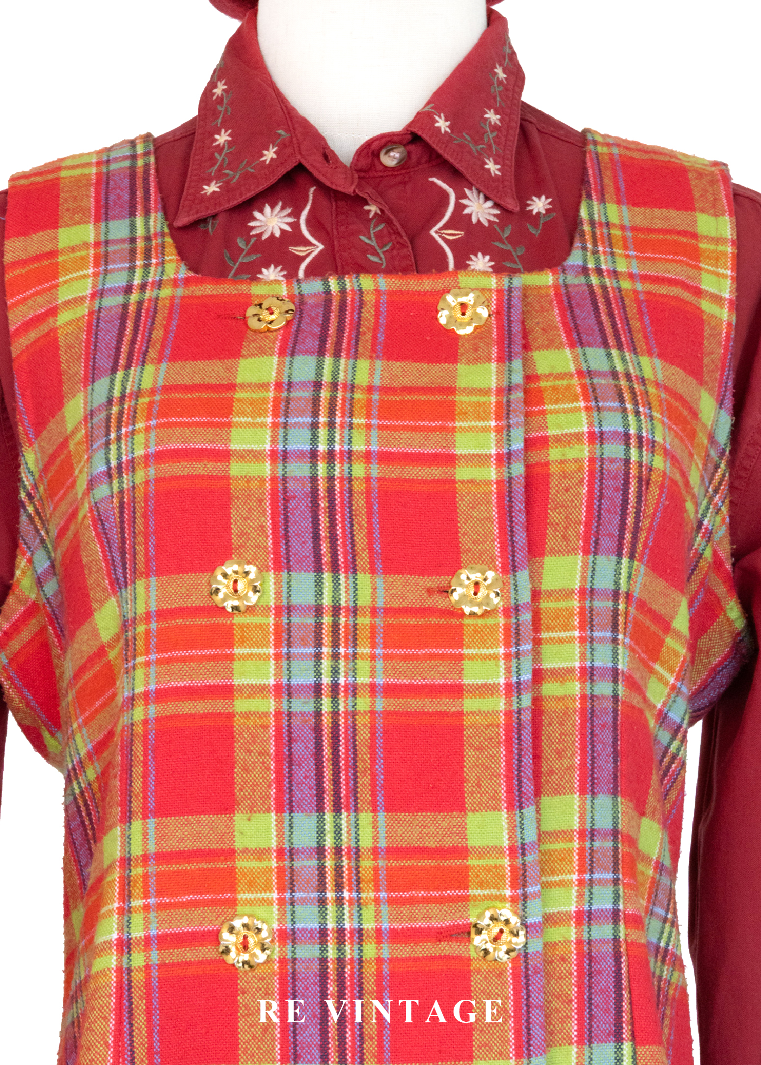 秋冬質感單品 - 甜美紅格紋迷你洋裝3