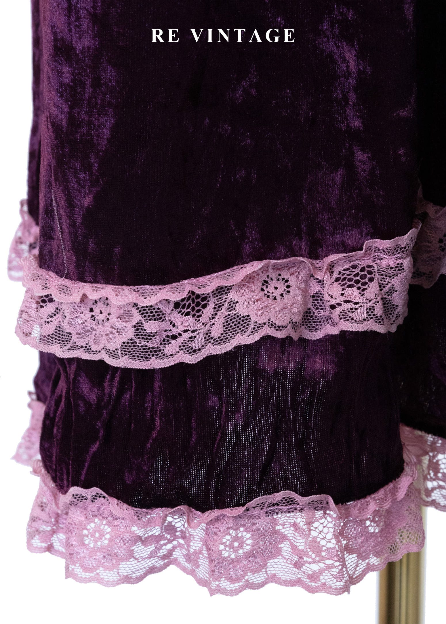 暗夜蝴蝶迷幻紫絨布蕾絲小洋裝9