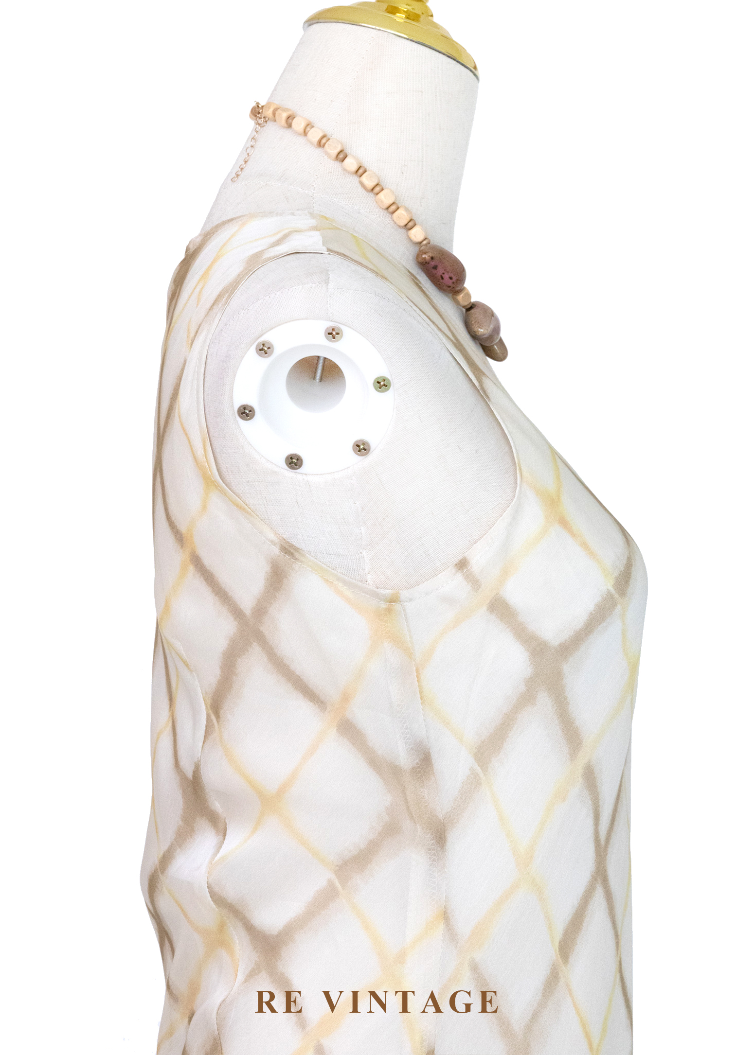 奶油雲階菱格紋氣質洋裝8