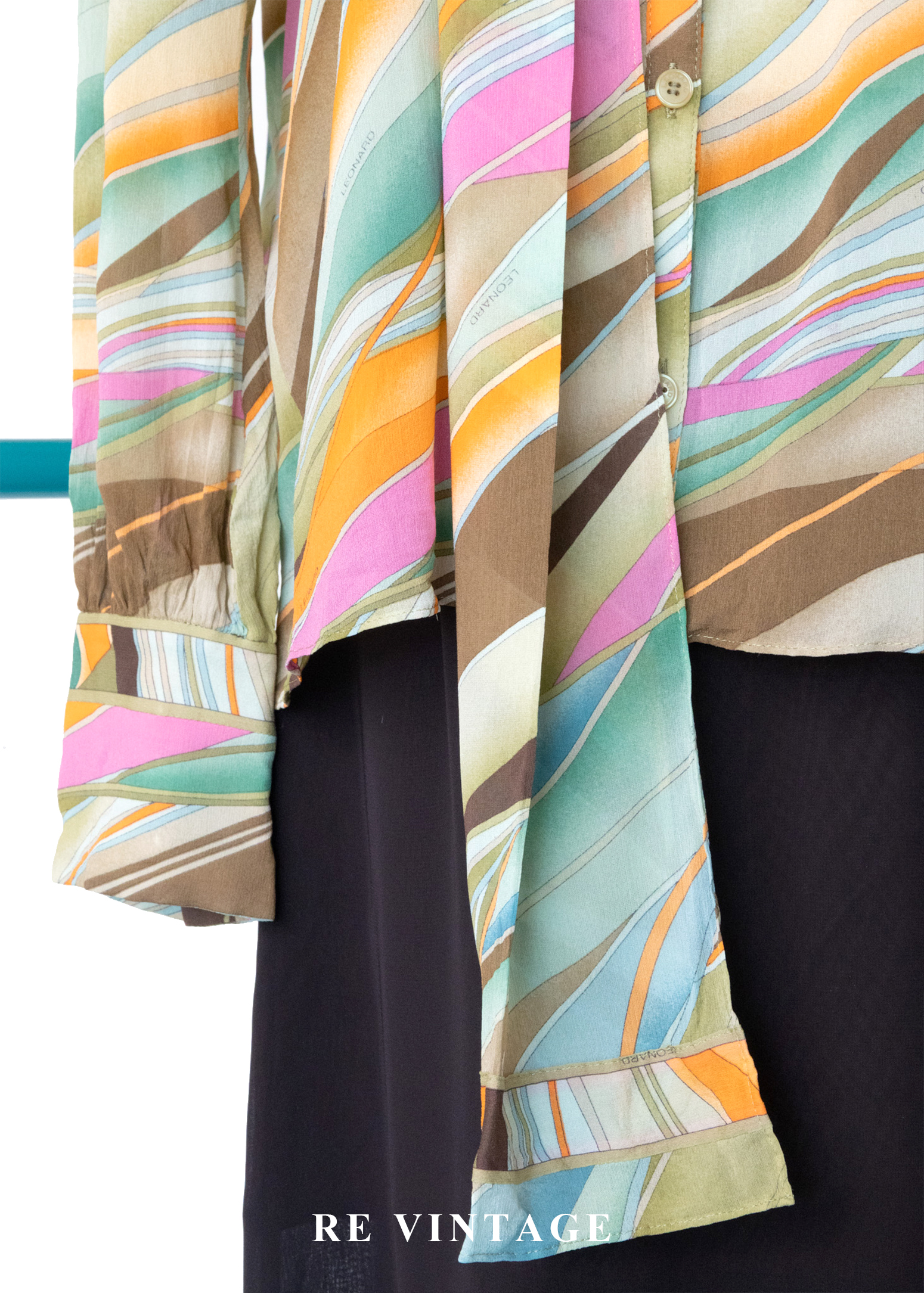 日本製 - 迷幻調色盤流動絲巾襯衫7