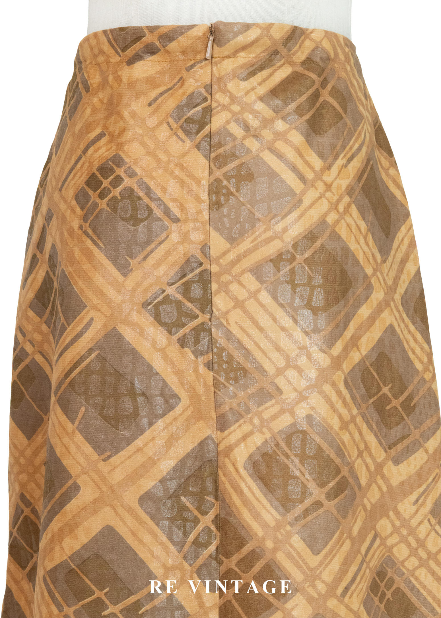 秋色麥穗菱格紋及膝裙(24-26")7