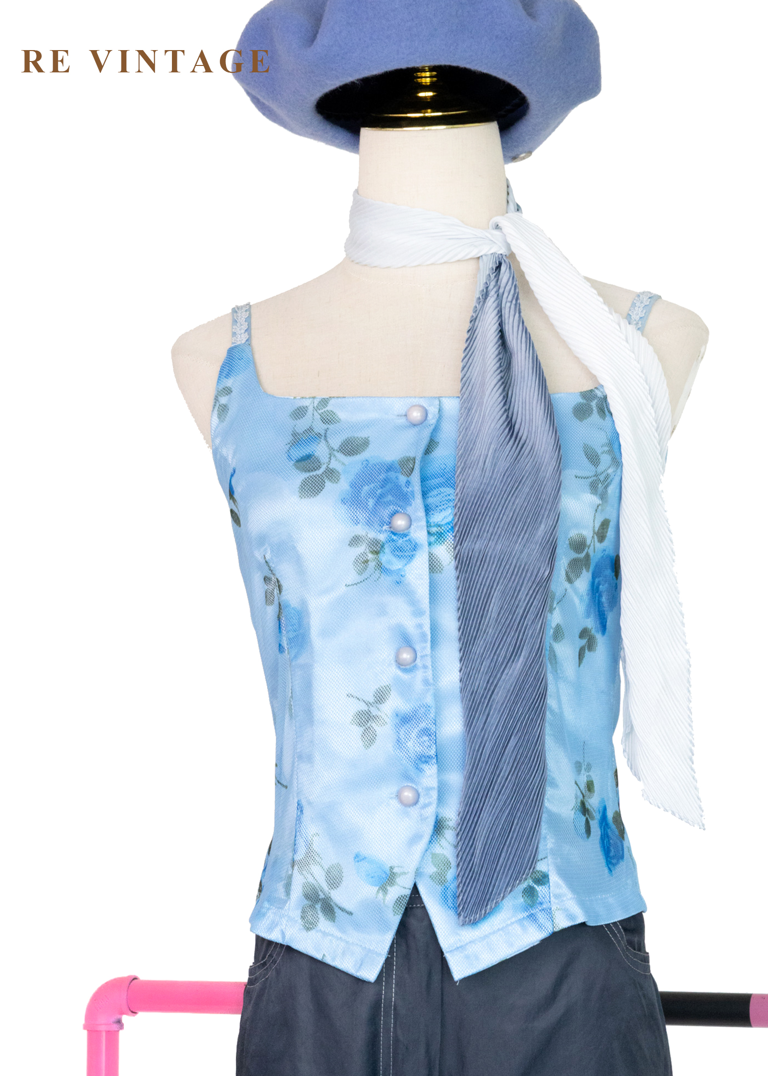 冰藍色の午後玫瑰小背心