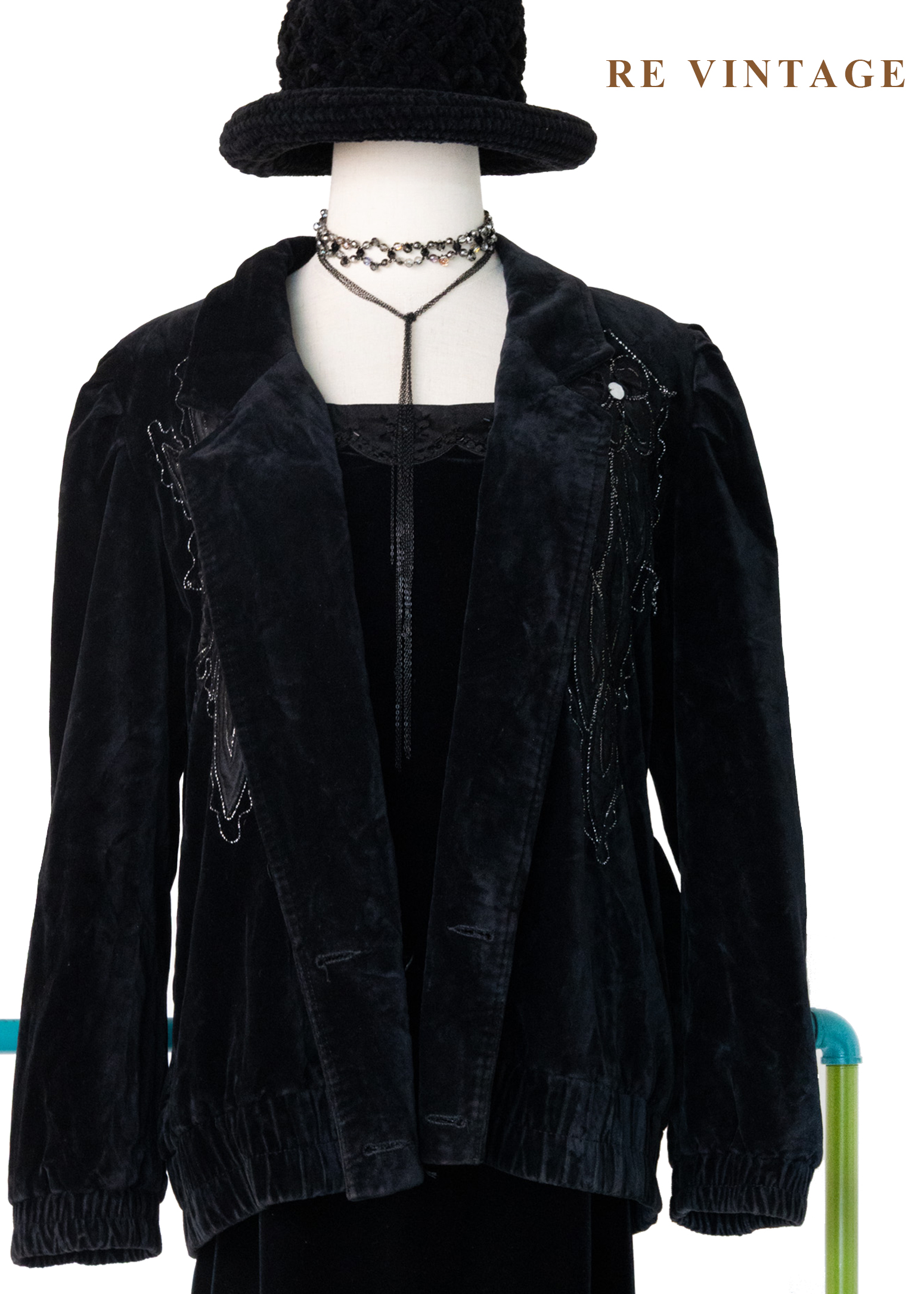 花羽輪廓黑絨深處外套6