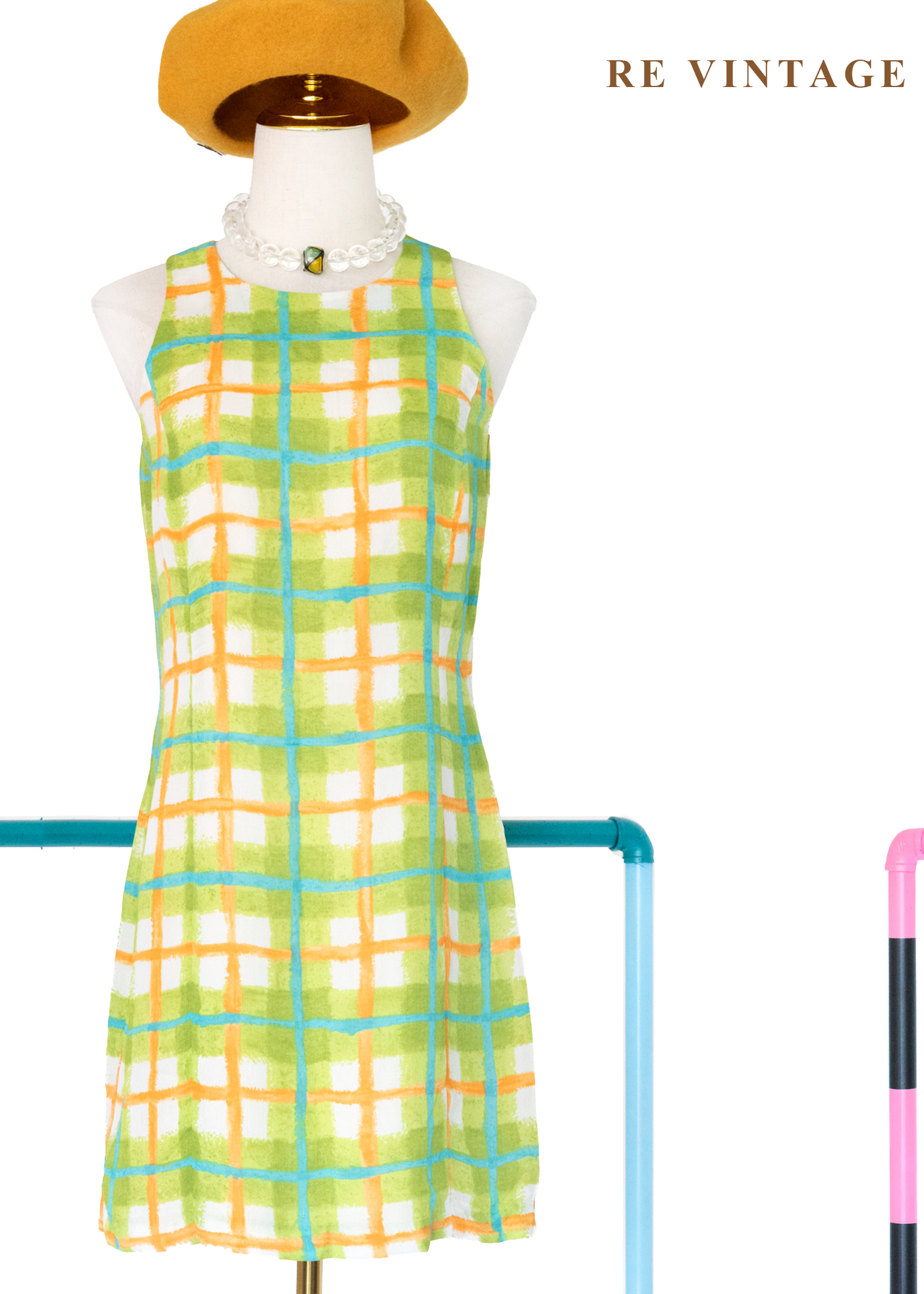 夏日維他命 - 手繪格紋洋裝1