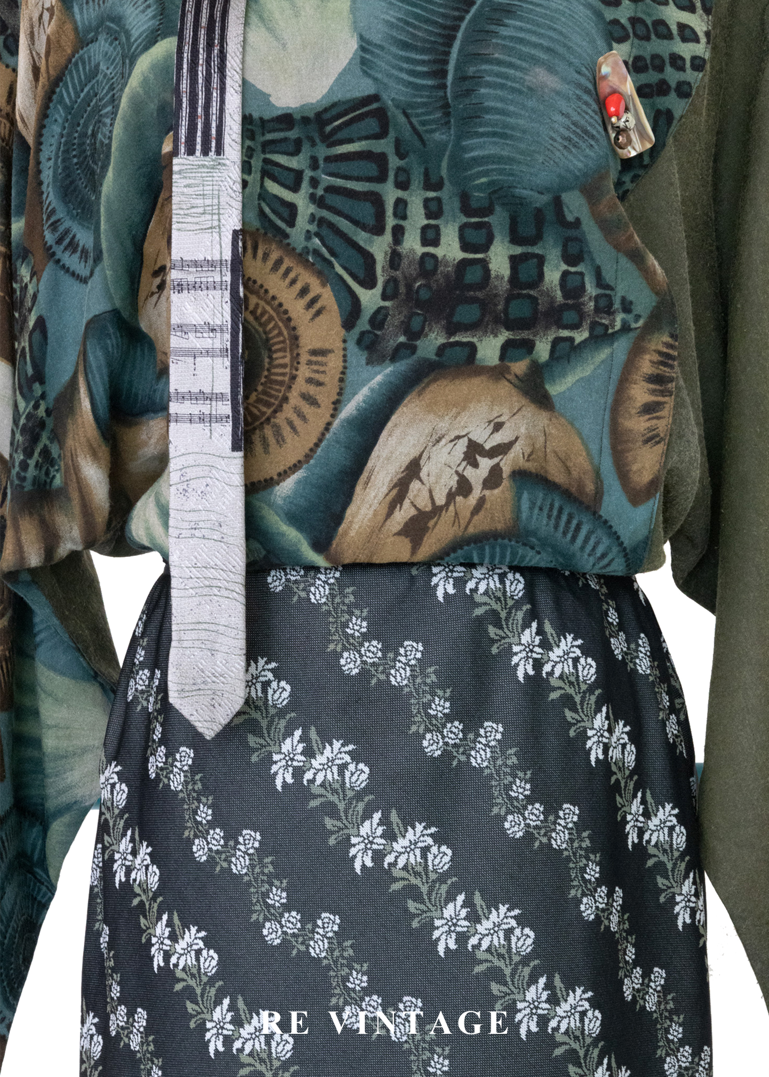 森林中的密談 - 藝術拼接衫落肩上衣4