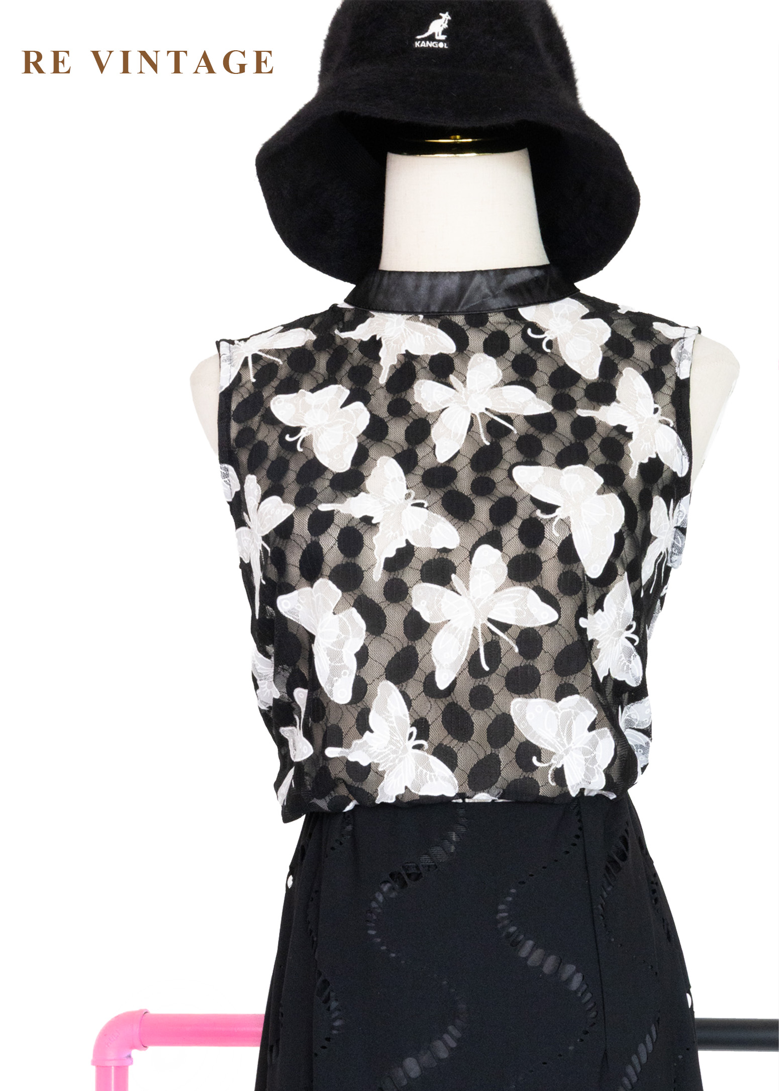 黑夜蝶舞網紗背心