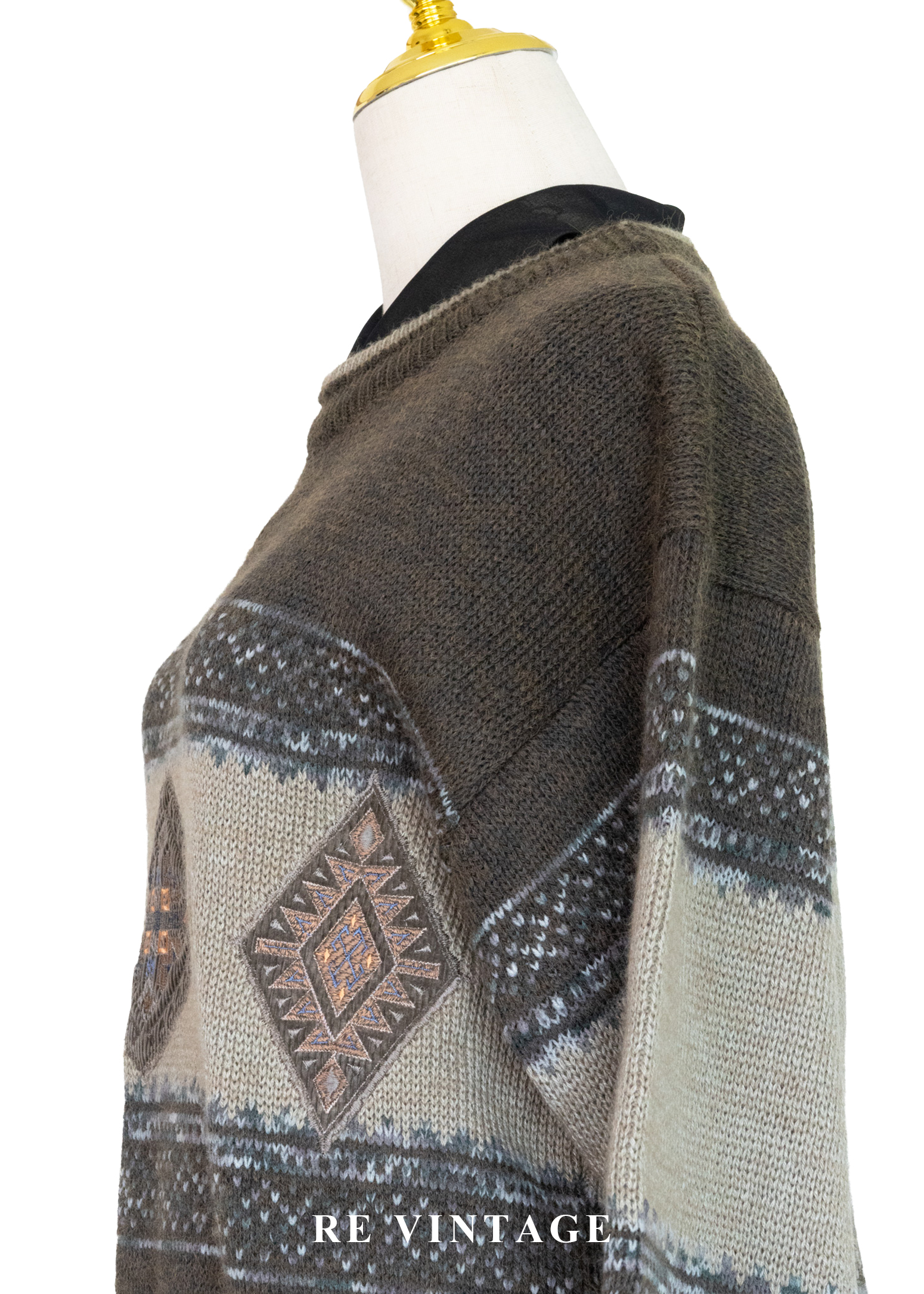 慢生活 - 北國之徑復古幾何緹花針織毛衣9