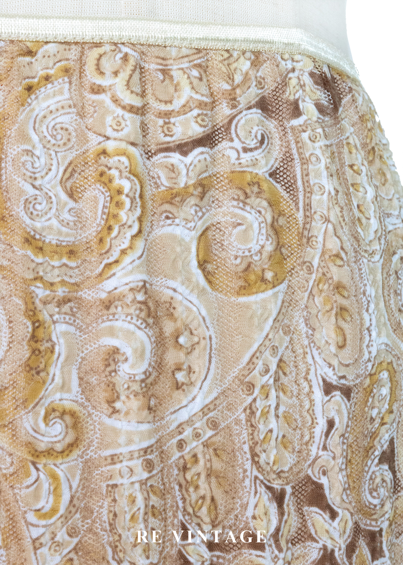 光。繁花線條奶茶色及膝裙(22-28")11