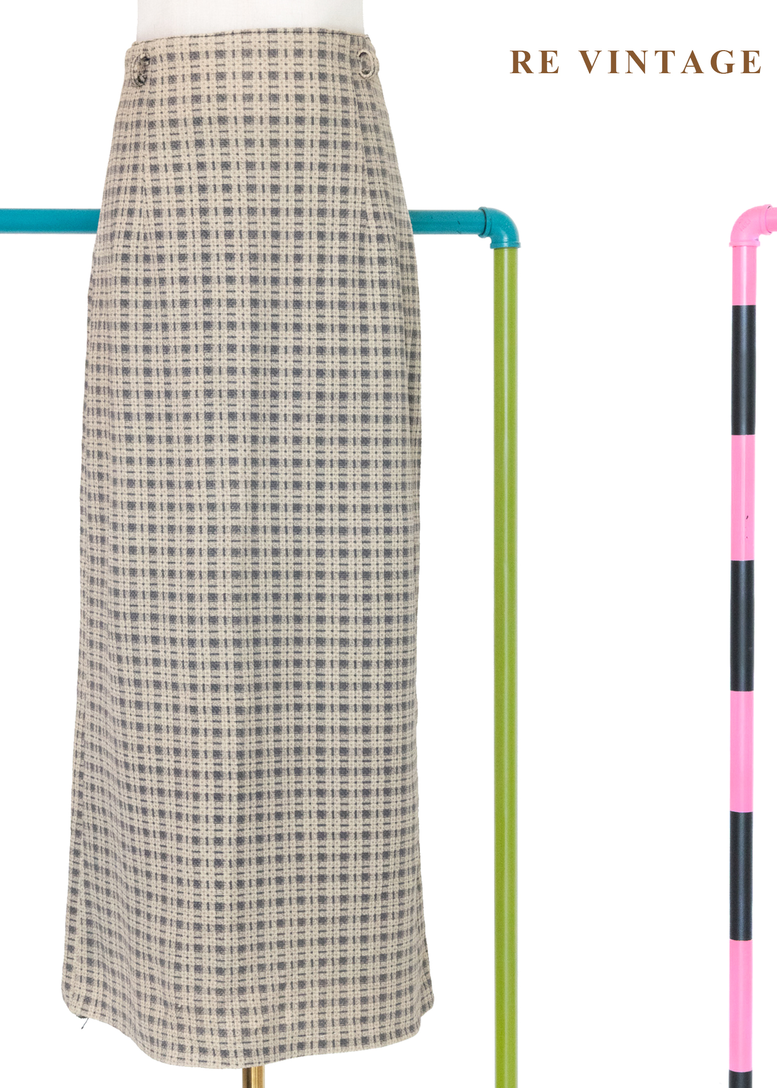 質感單品 - 漫步時光英倫經典細格紋長裙(28")1