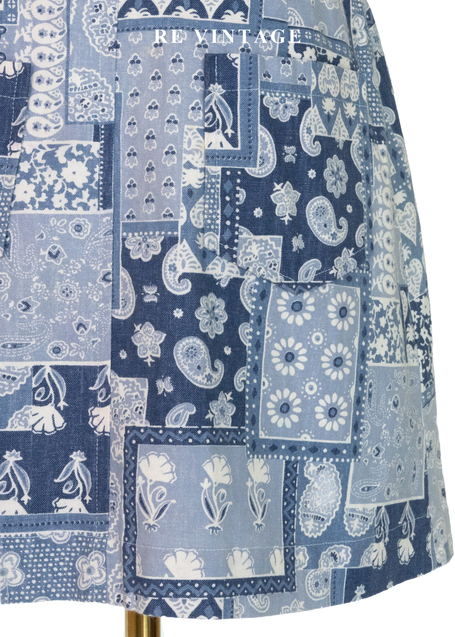 蔚藍海岸的拼貼記憶圖騰短裙(24")5