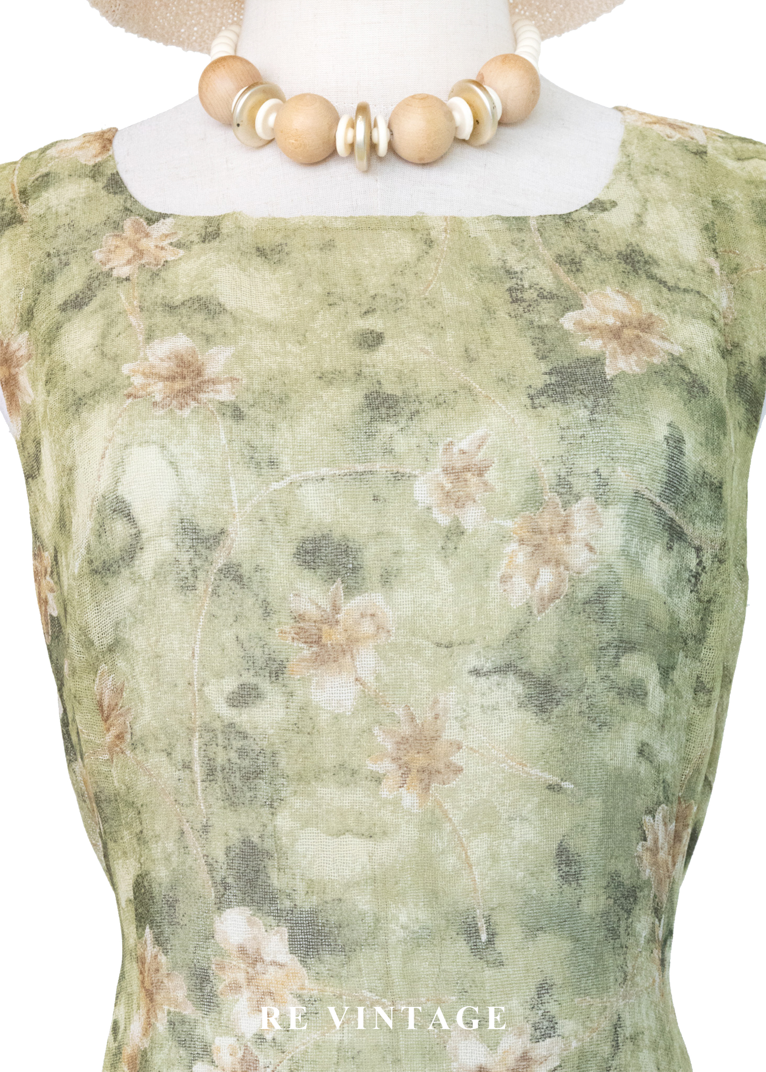 翠谷幽蘭渲染綠碎花長洋裝5