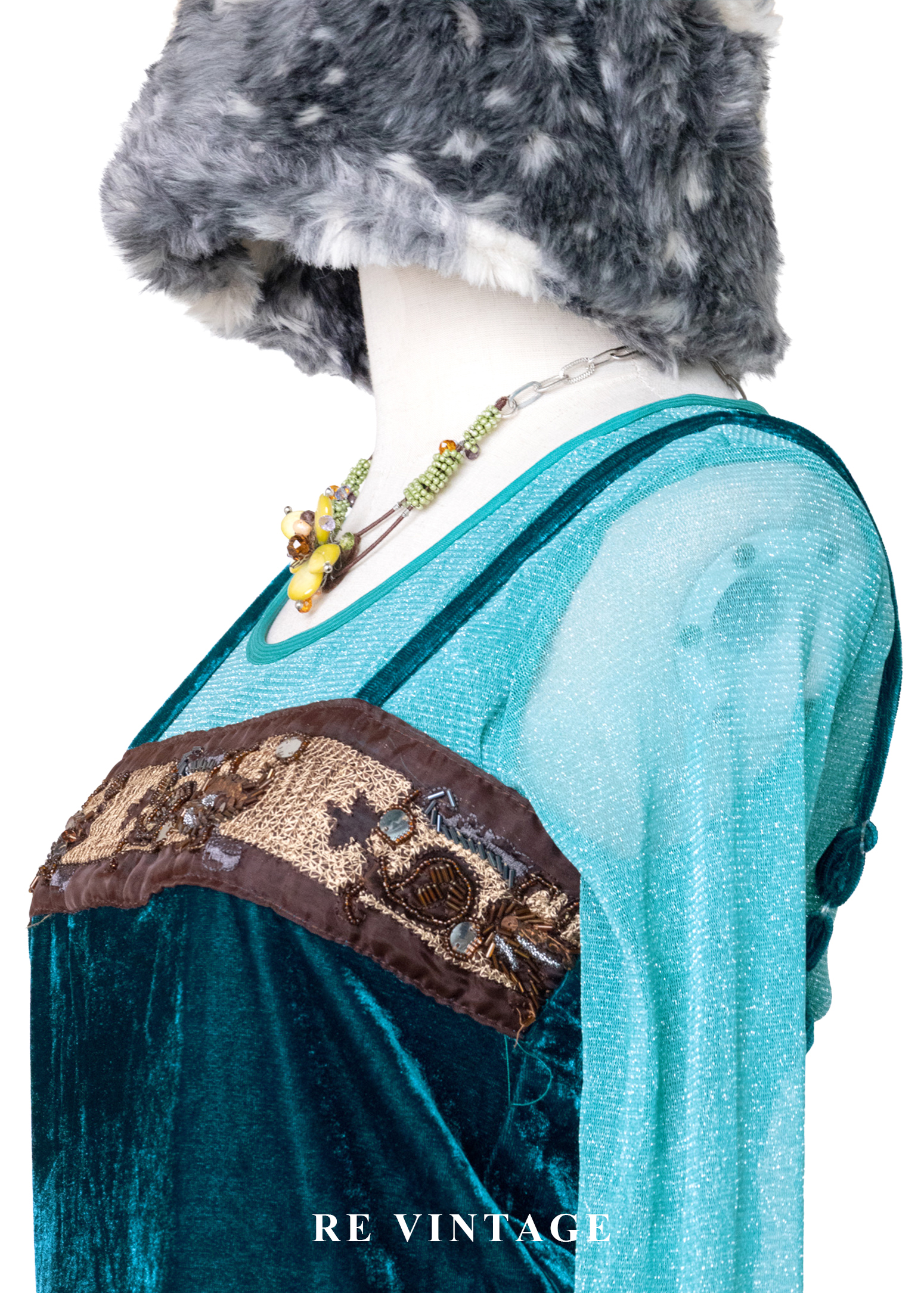 深海巴洛克亮片刺繡絨布細肩帶背心7