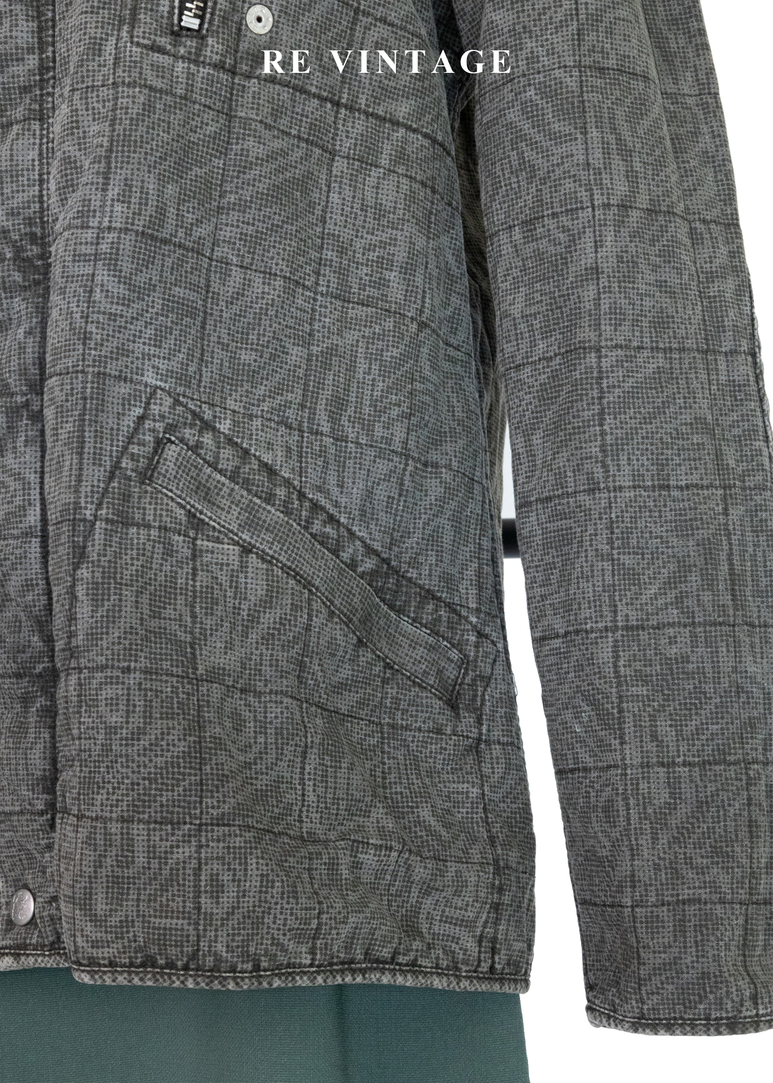重磅水洗迷幻格紋硬挺夾克4