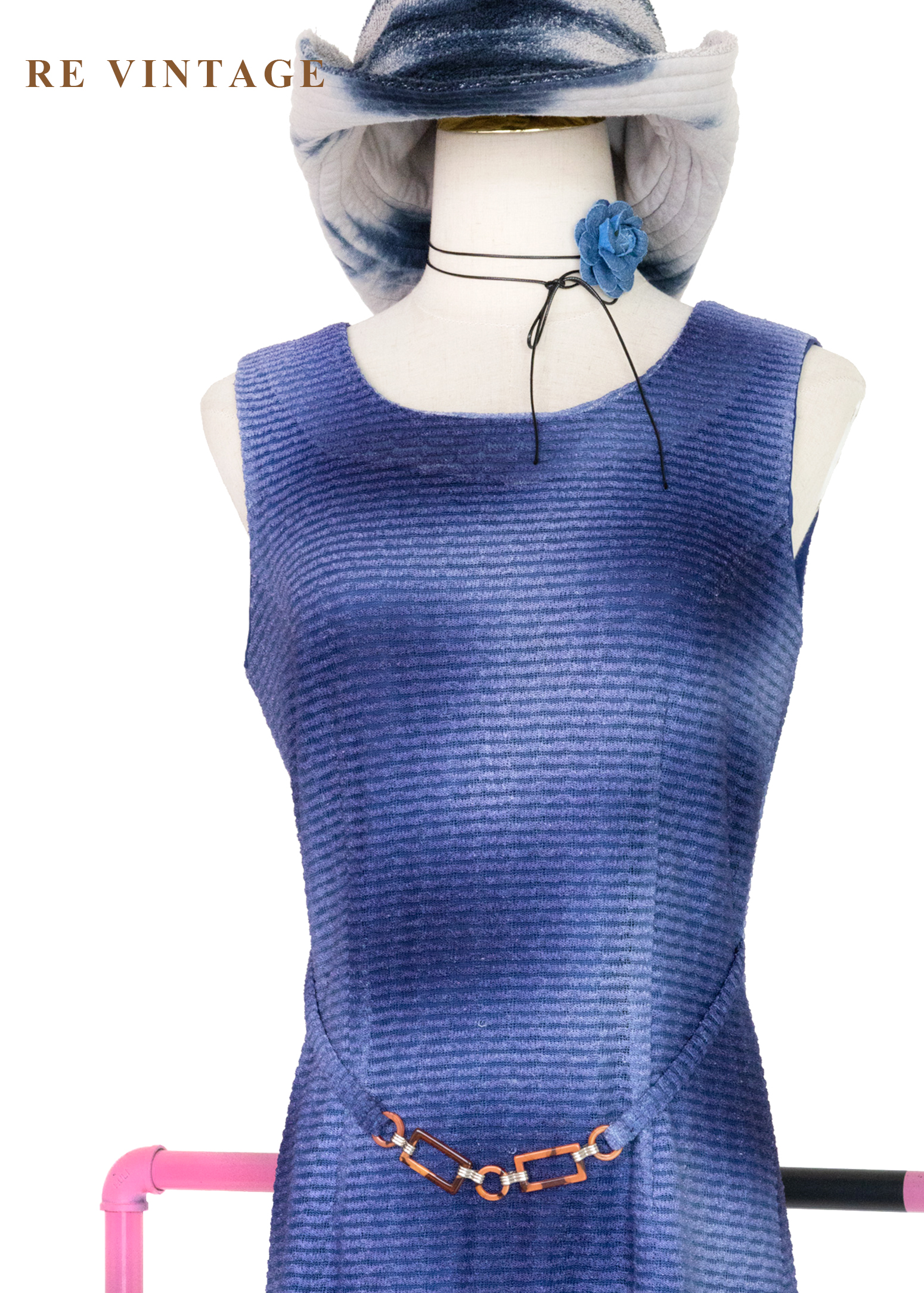 Blue Light in Motion 織紋藍染迷你洋裝7