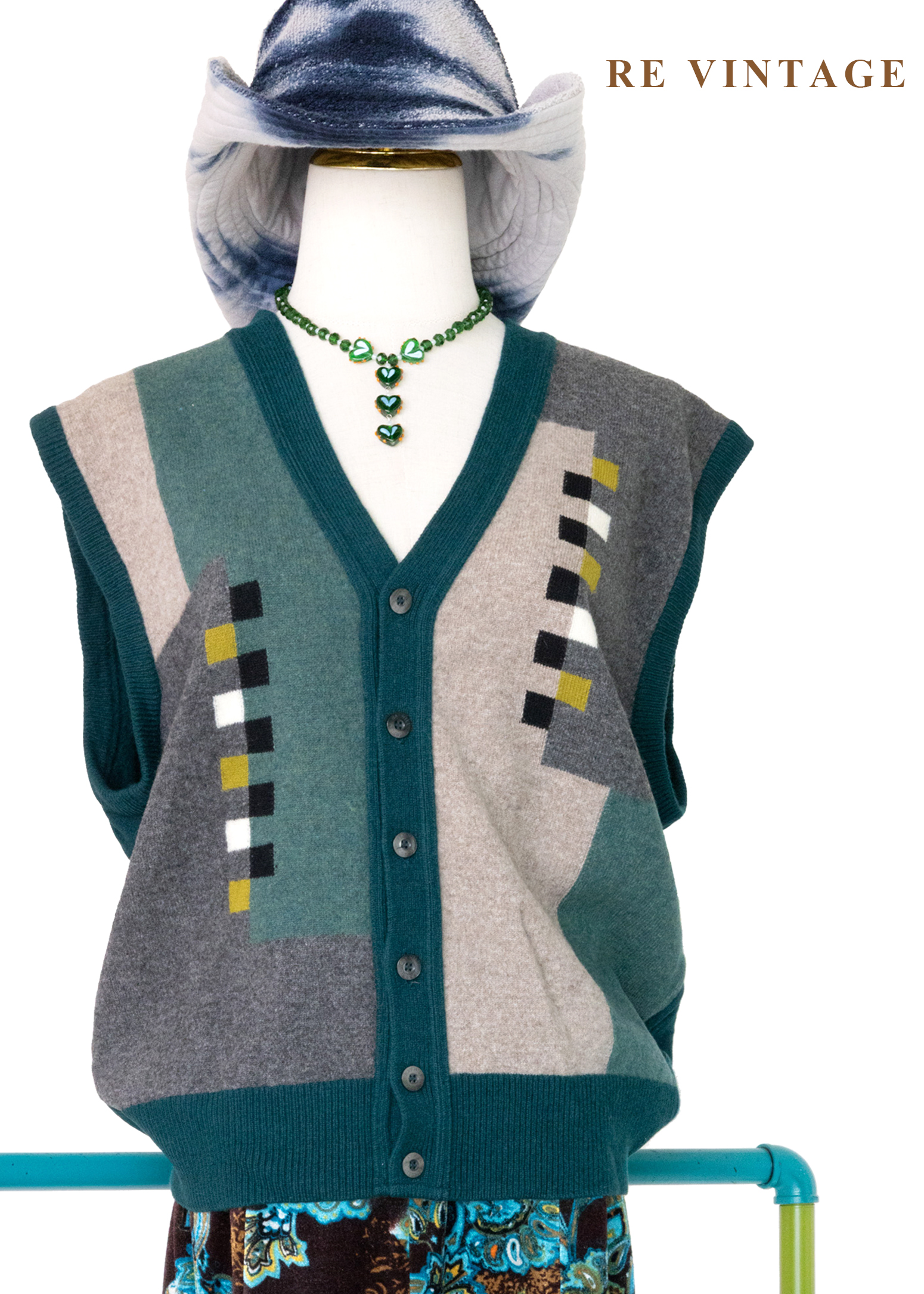 色塊跳動節奏毛料針織背心