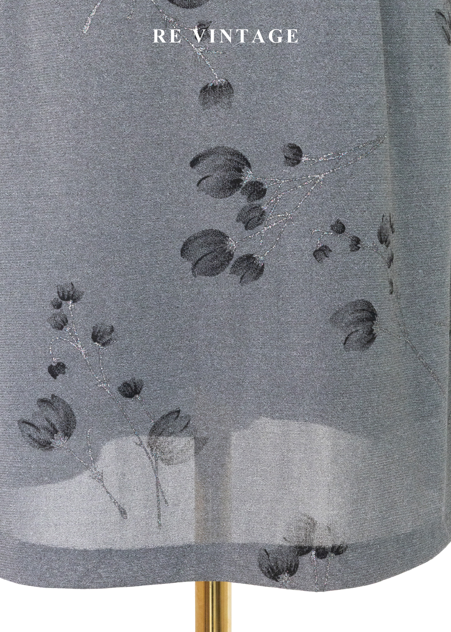 霧灰的花瓣與枝葉短裙(26")4