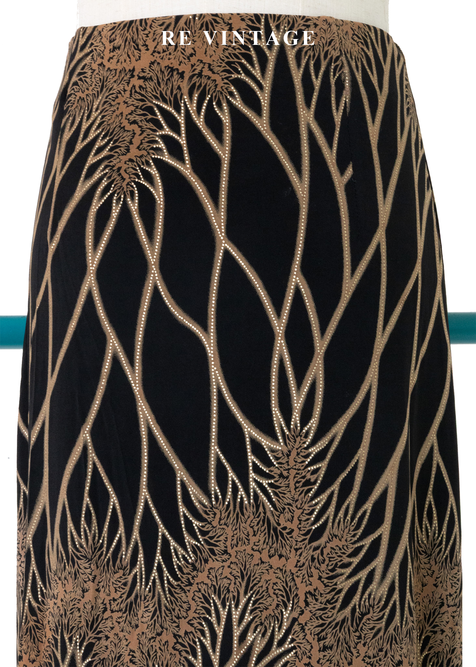 黑與金藤蔓黑長裙(25-30")10