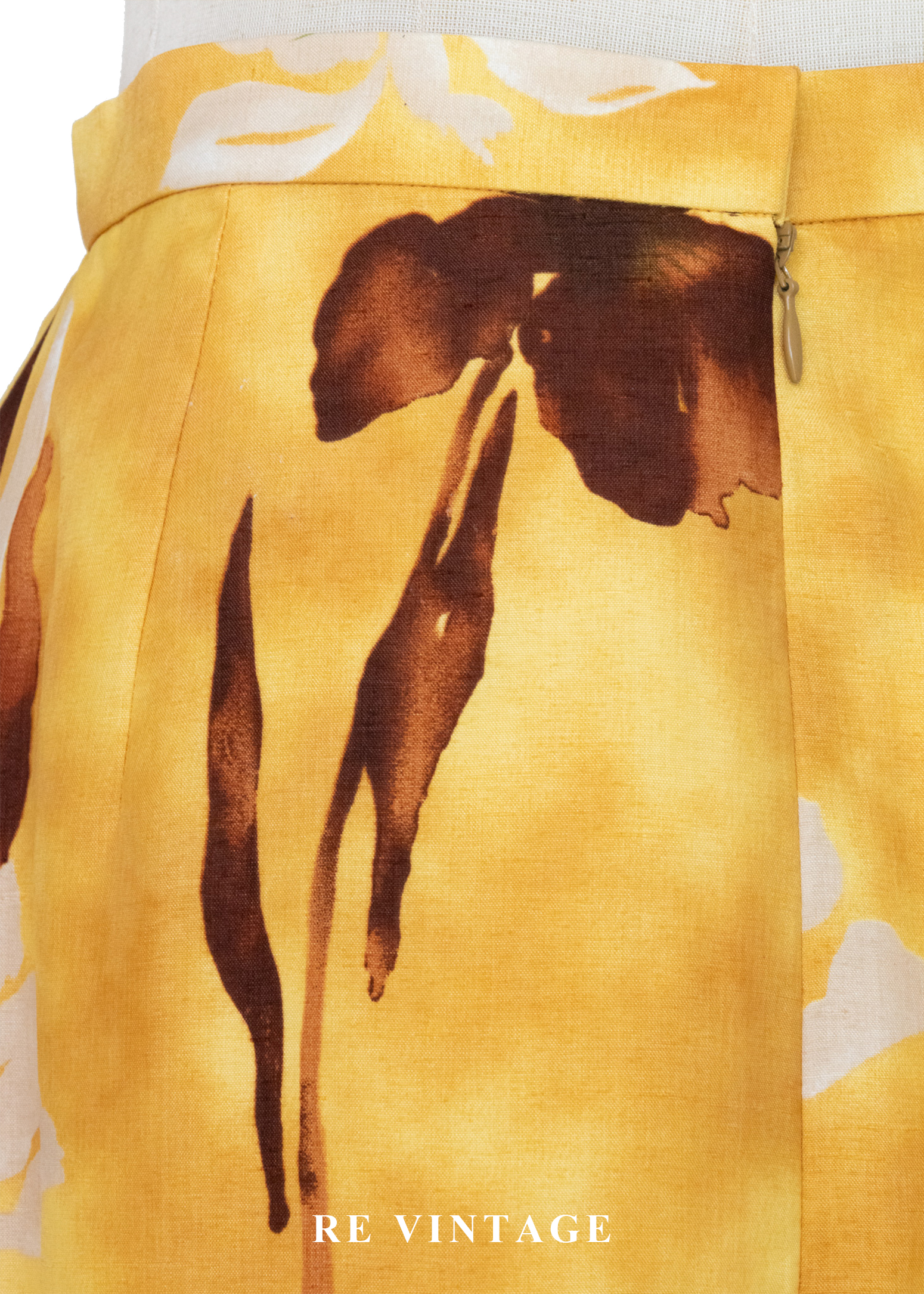 日落巴黎 -黃扎染水墨花朵短裙(25")11