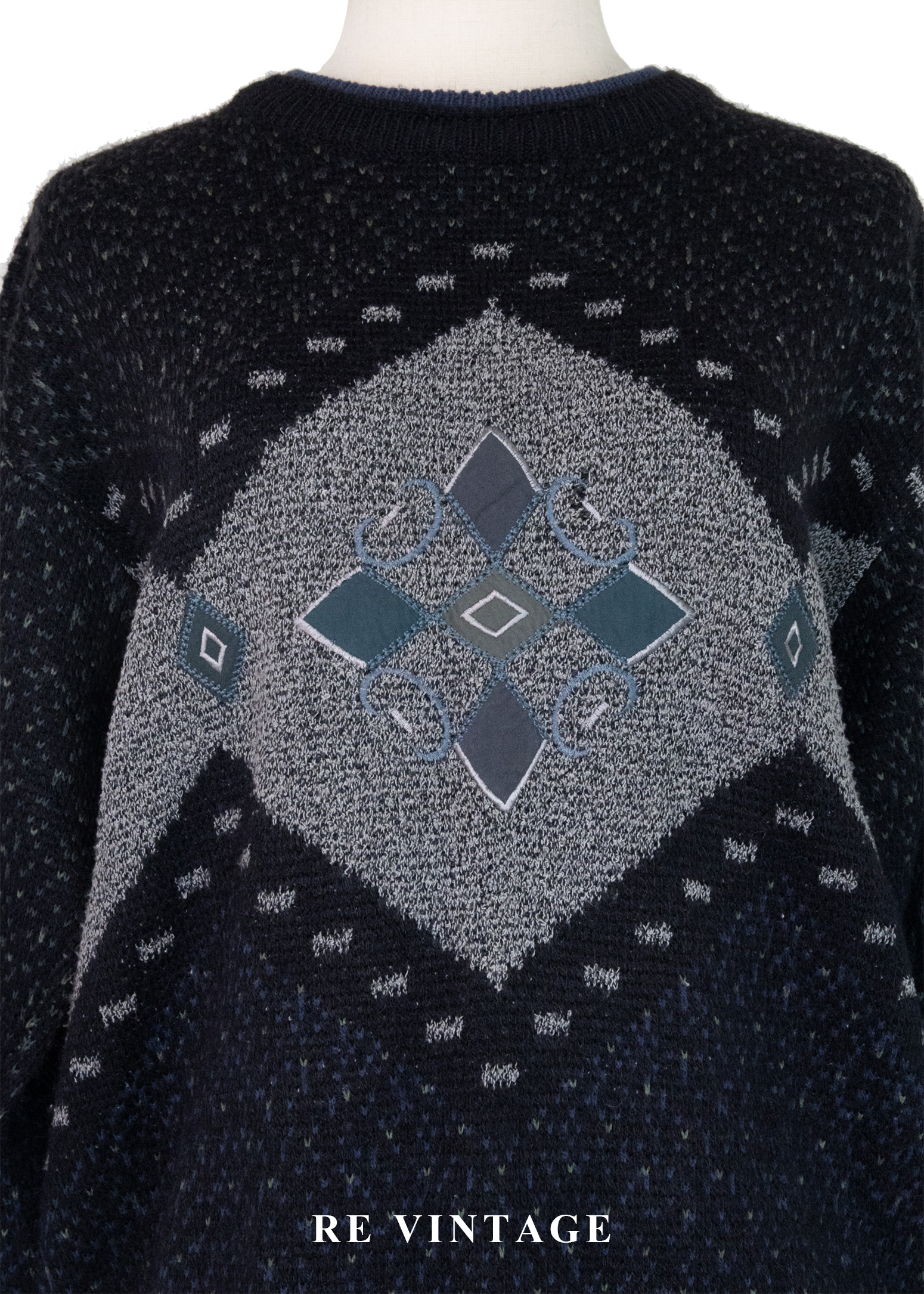 冰晶圖騰灰藍色針織毛衣3