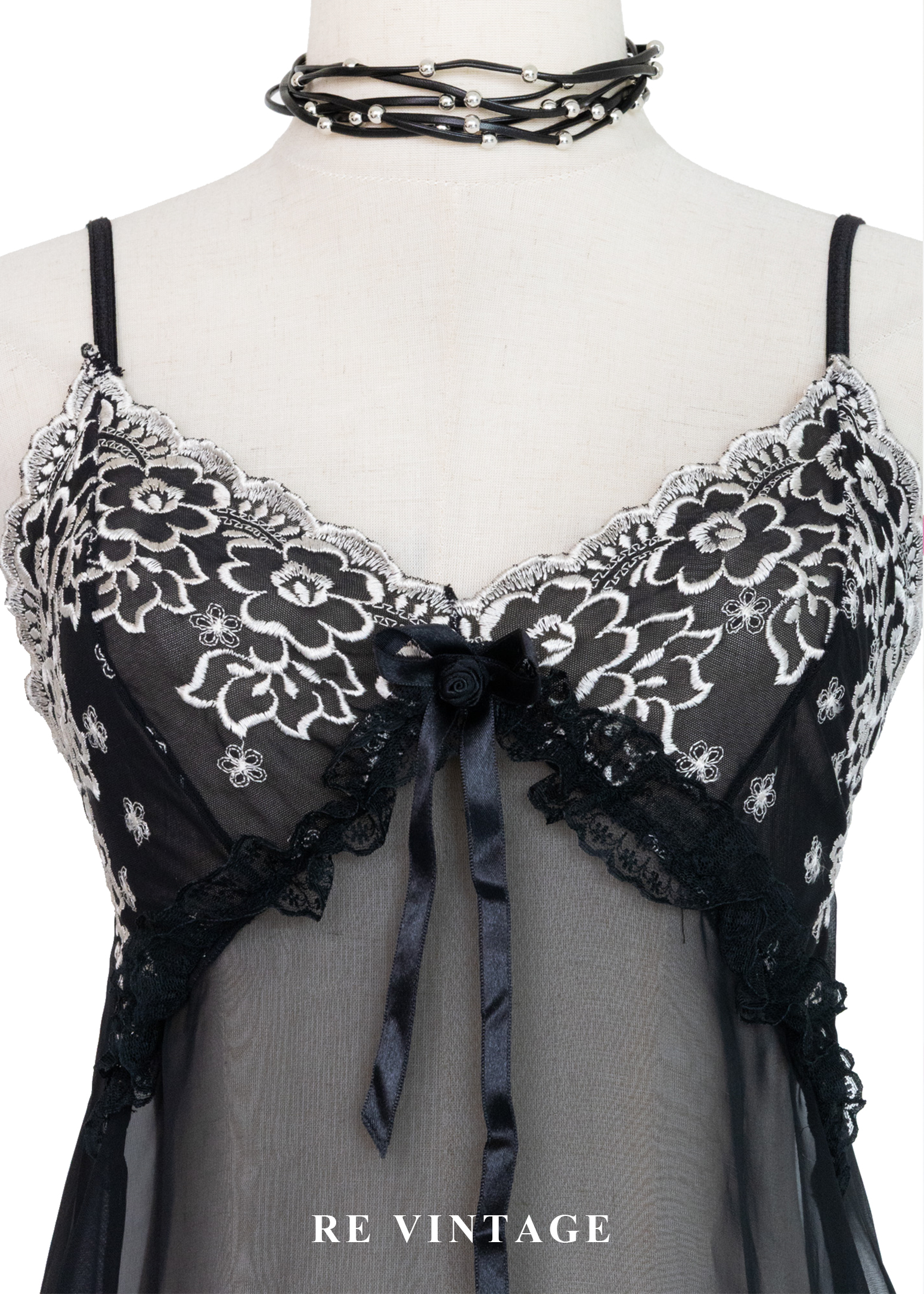 浪漫黑花園細肩帶透膚洋裝7