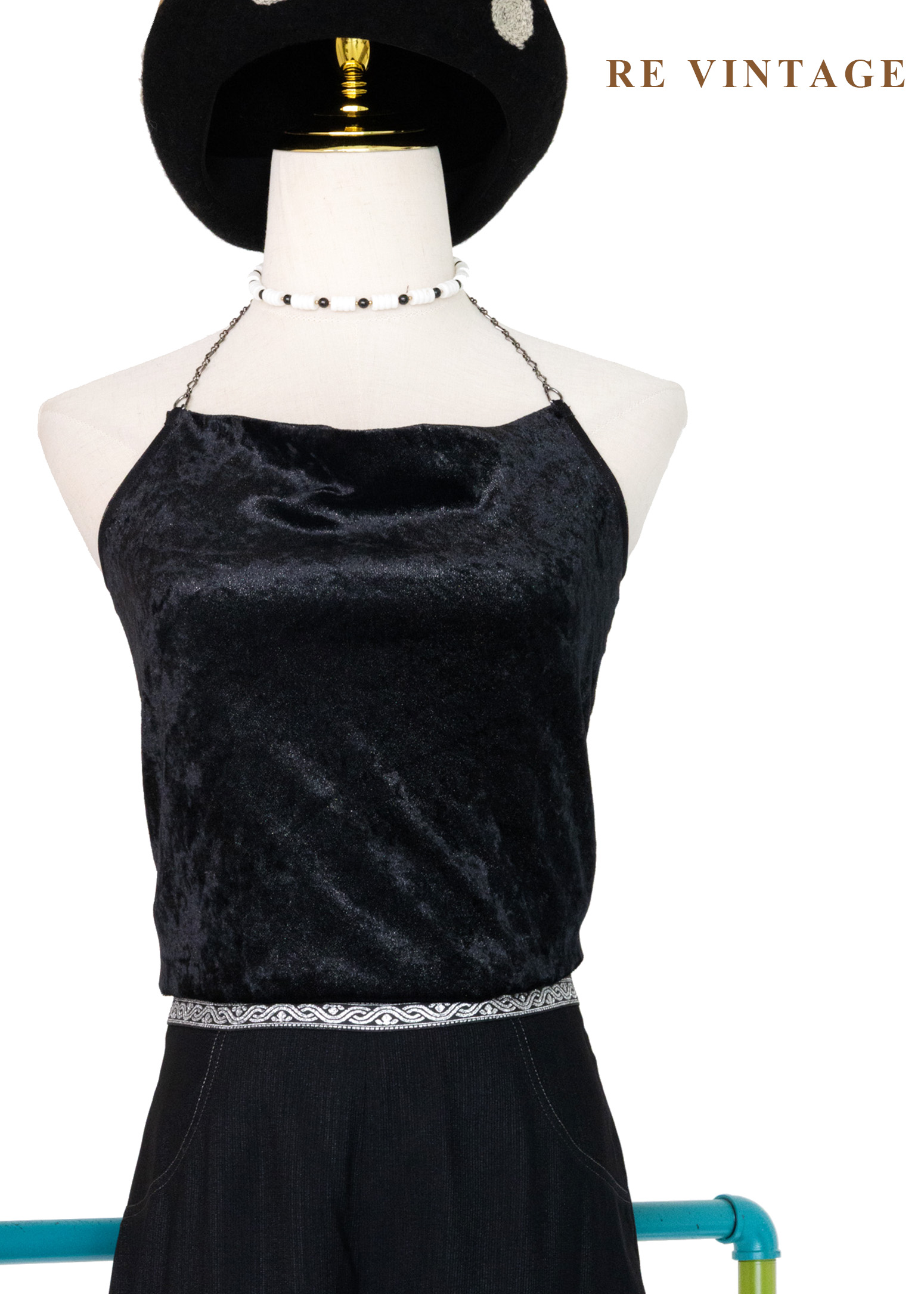 質感單品 - 繞頸絨布露背背心