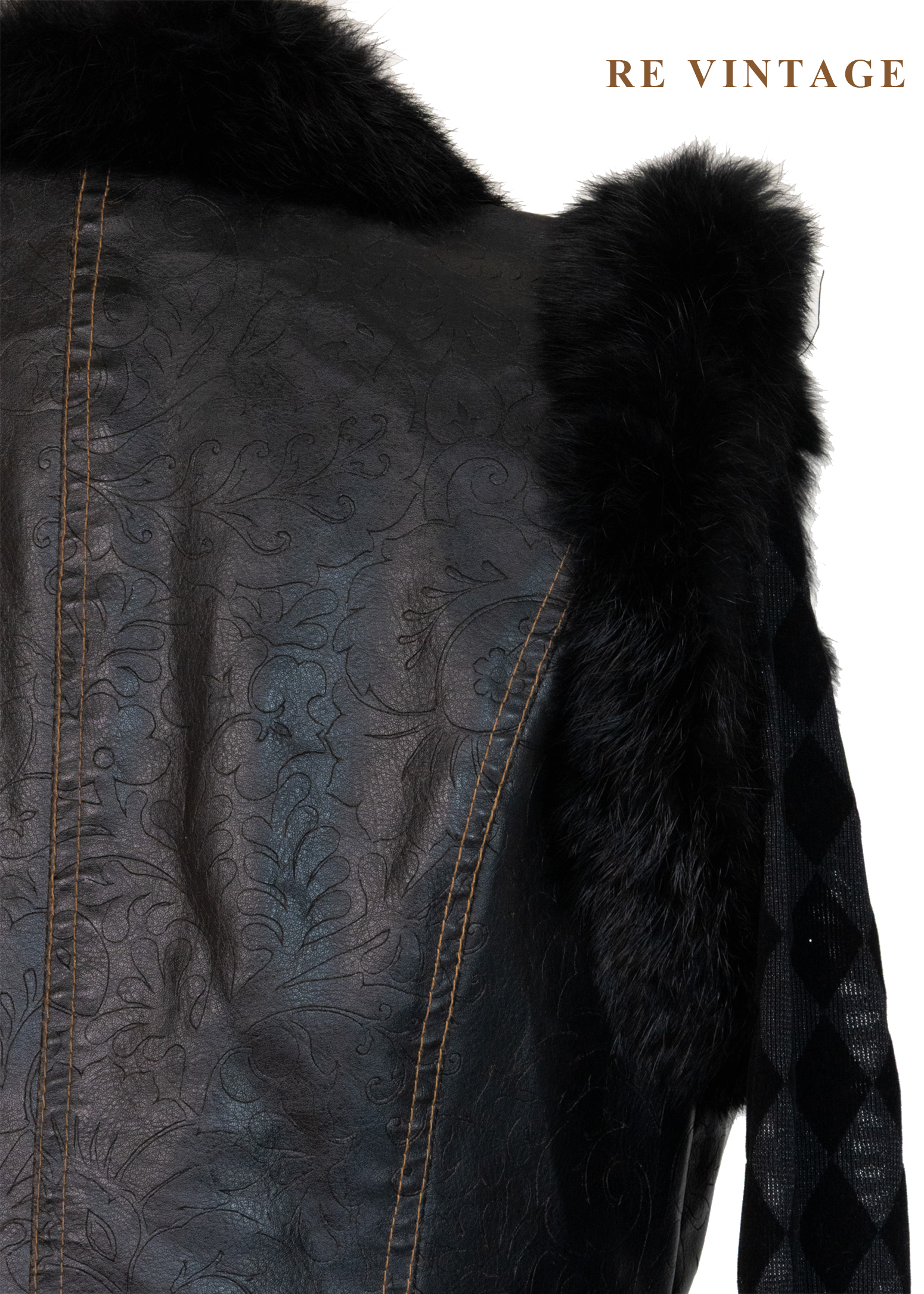 細緻壓花皮革毛毛背心13