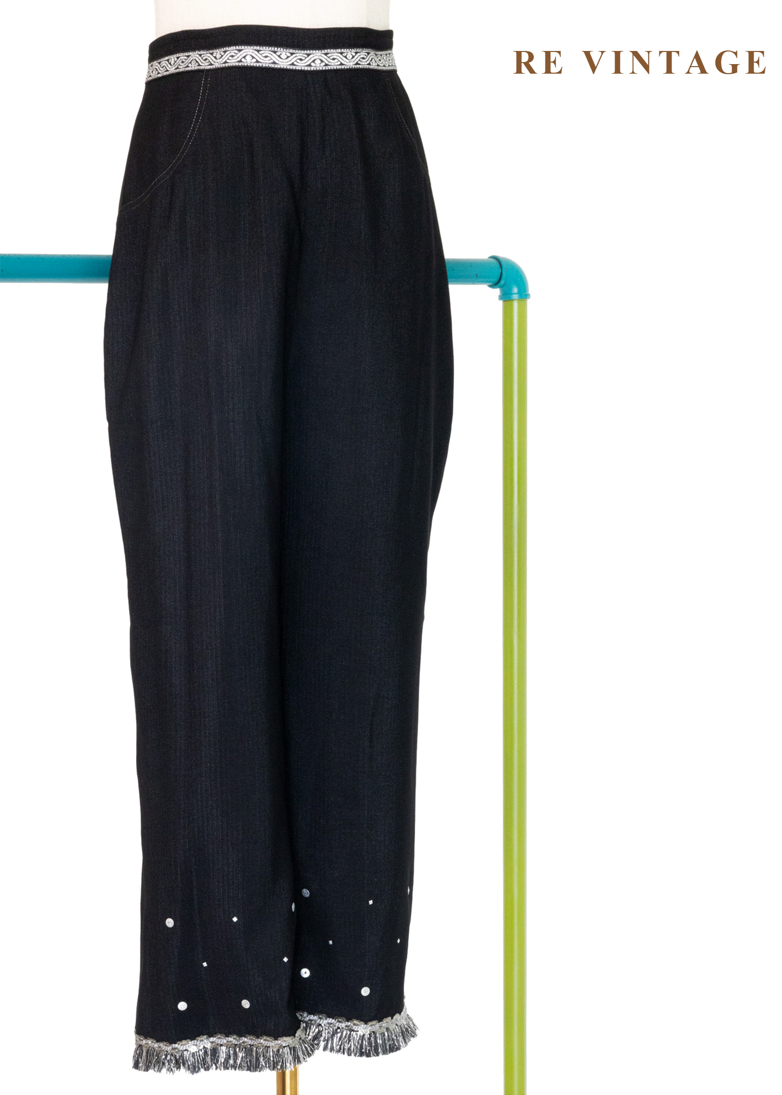 銀光軌跡閃亮流蘇七分褲(26")