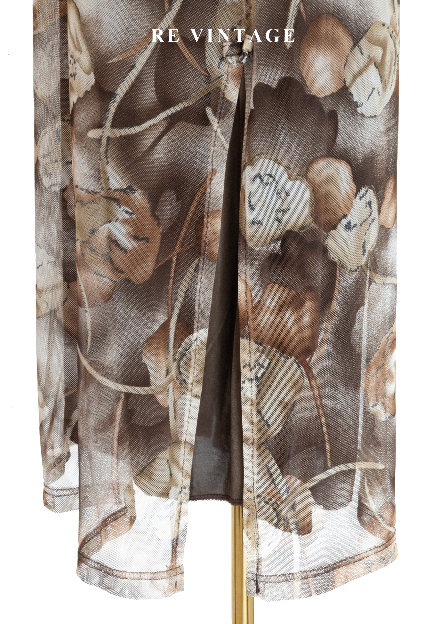 底片裡的暖棕花朵網紗長洋裝10