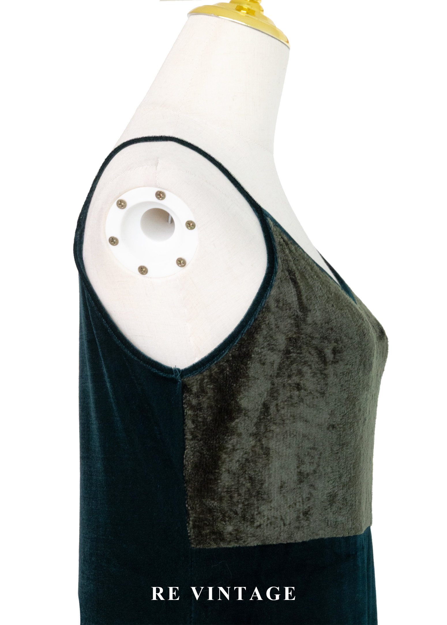 質感單品 - 柔霧深綠與苔綠光影細肩長洋裝9