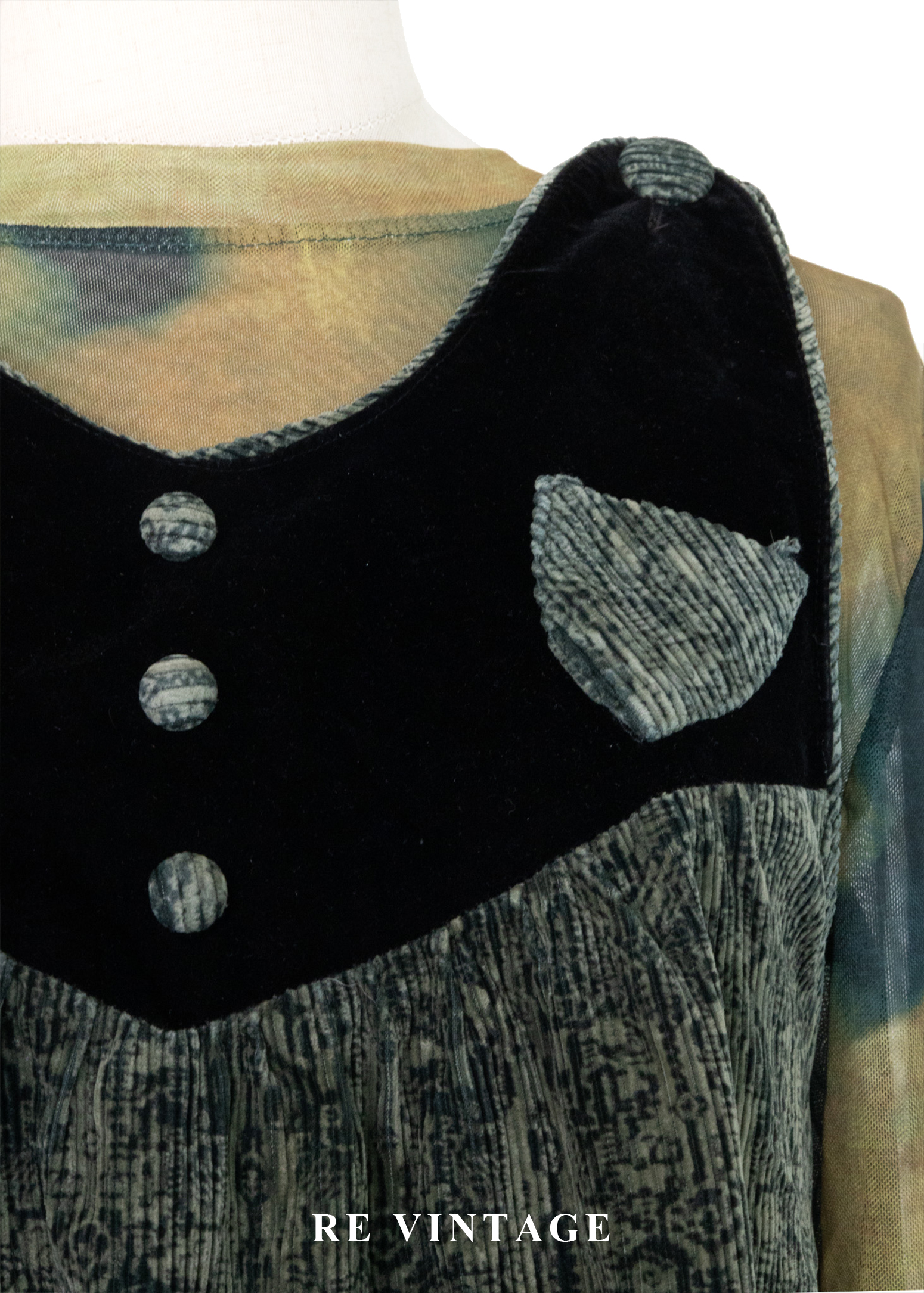 苔影紋路燈芯絨洋裝8