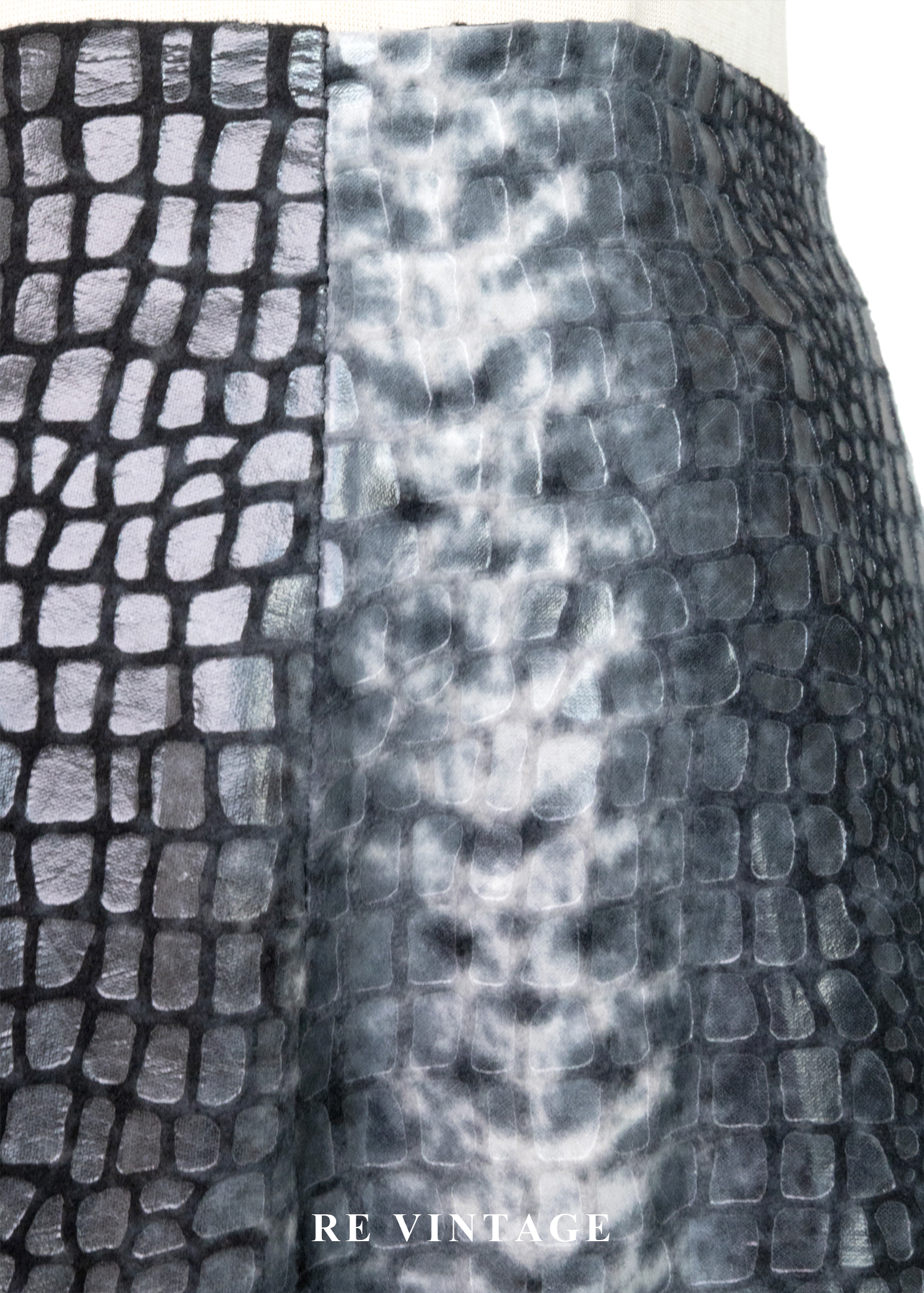 銀灰鱗紋質感冷冽高腰長褲(26-32")7