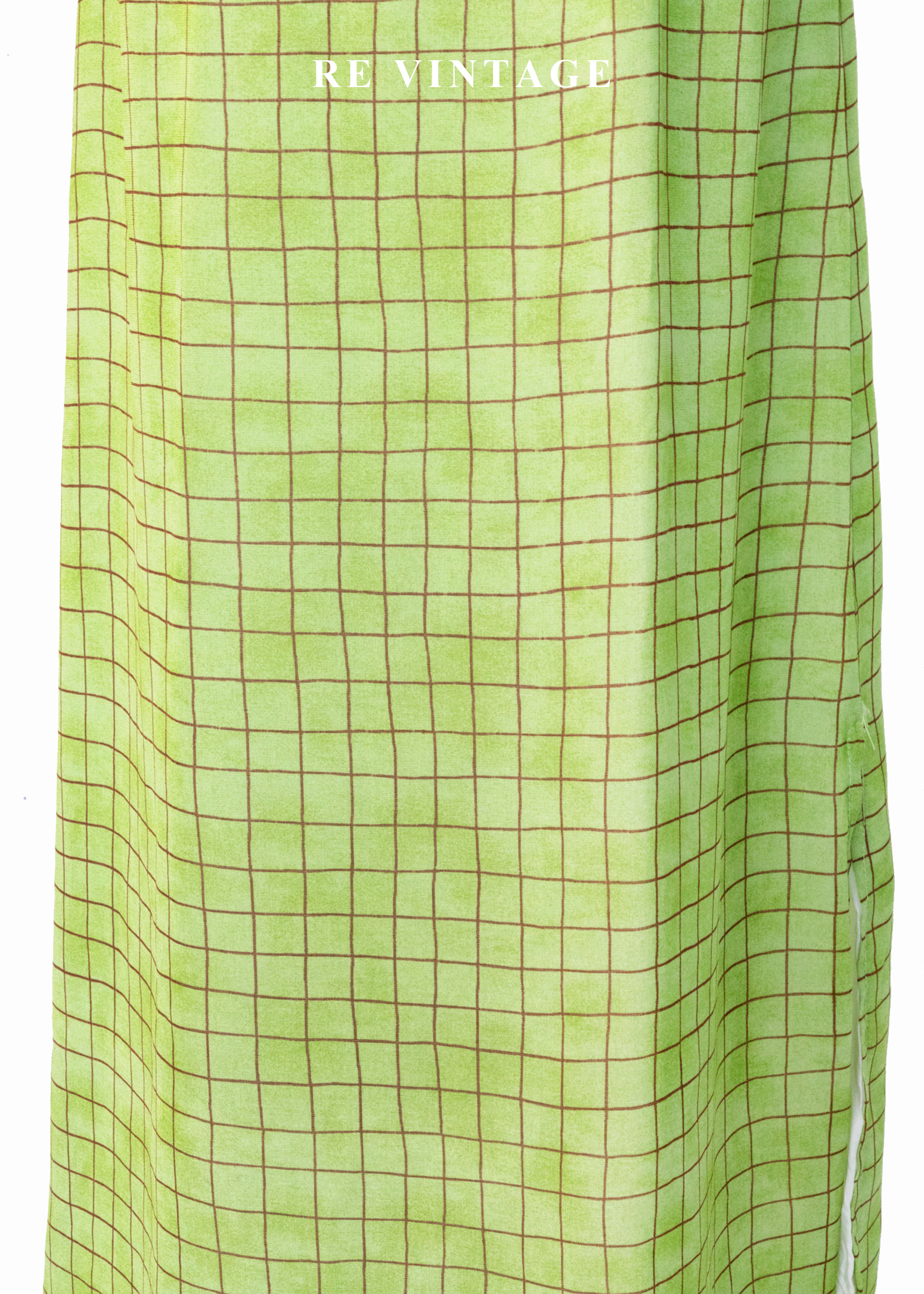 青寧色水彩暈染草地格紋長裙(25")10