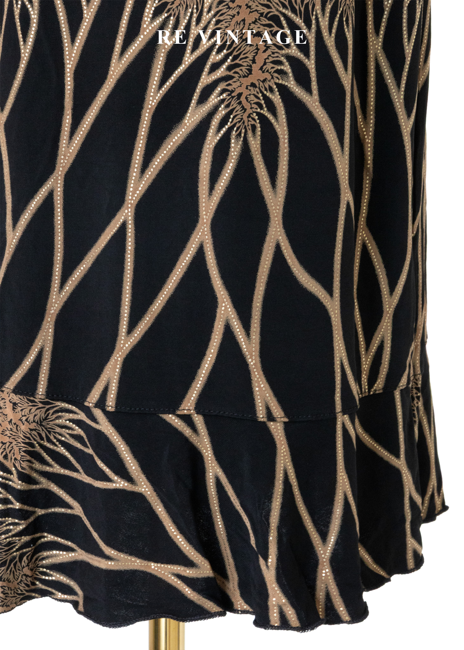 黑與金藤蔓黑長裙(25-30")11