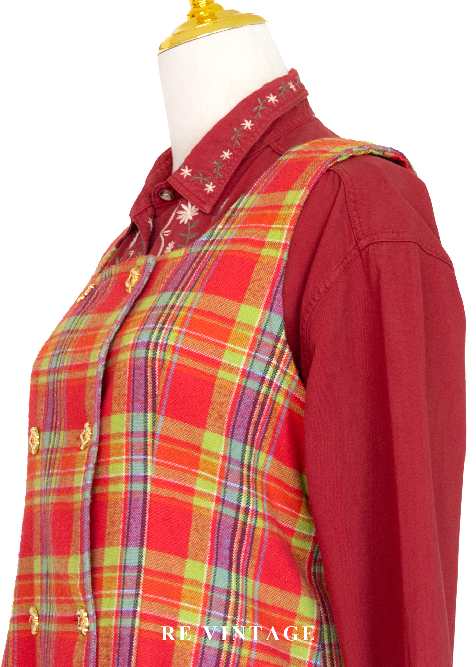 秋冬質感單品 - 甜美紅格紋迷你洋裝9