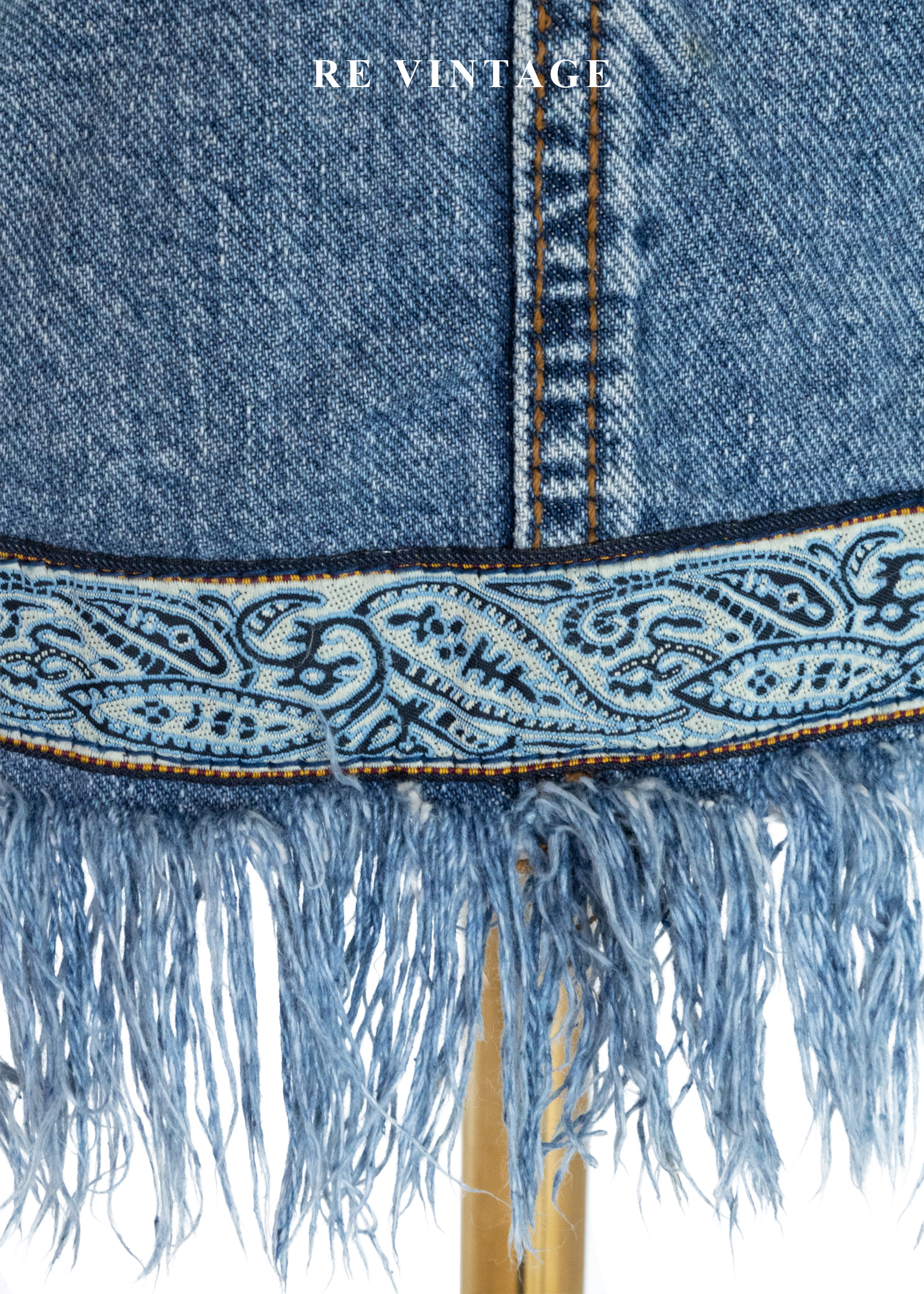 流浪的波西米亞變形蟲緞帶流蘇牛仔裙(27")4