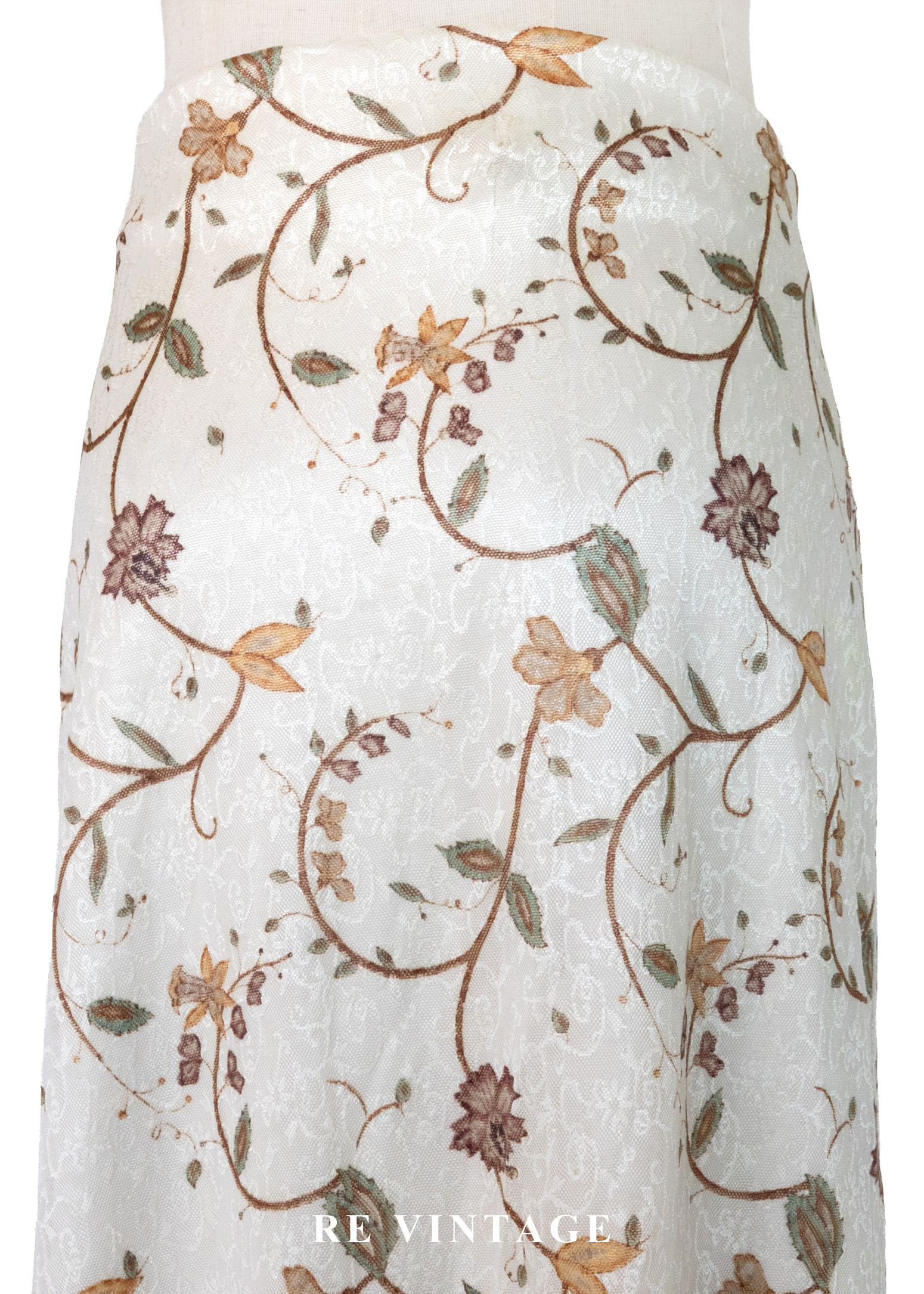 植物標本花朵米白色長裙(27-30")10