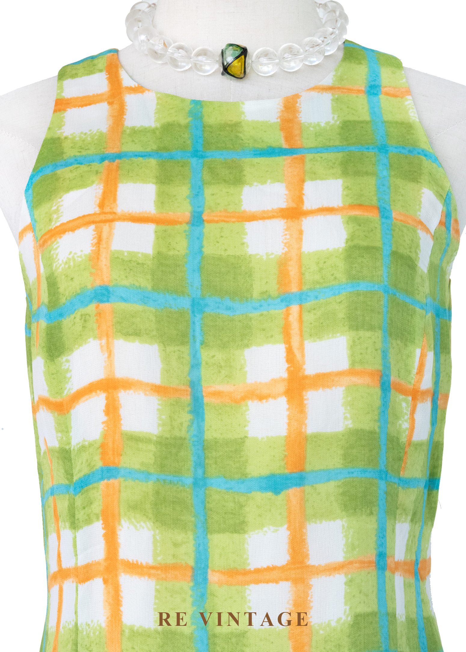 夏日維他命 - 手繪格紋洋裝3