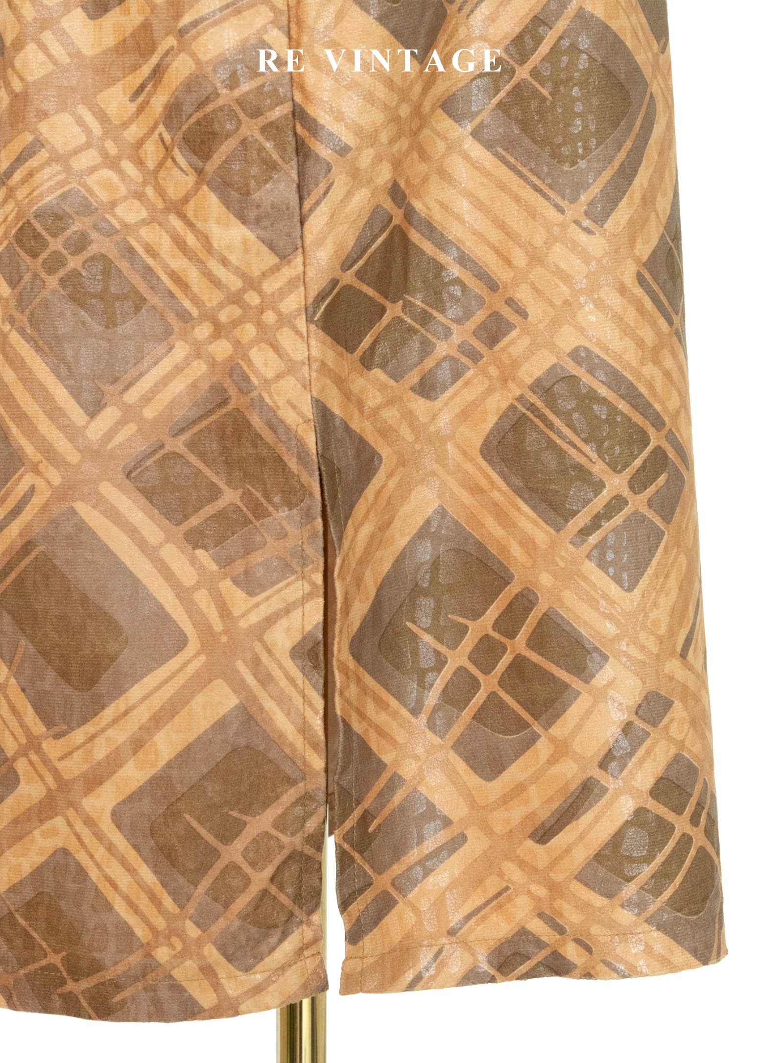 秋色麥穗菱格紋及膝裙(24-26")10